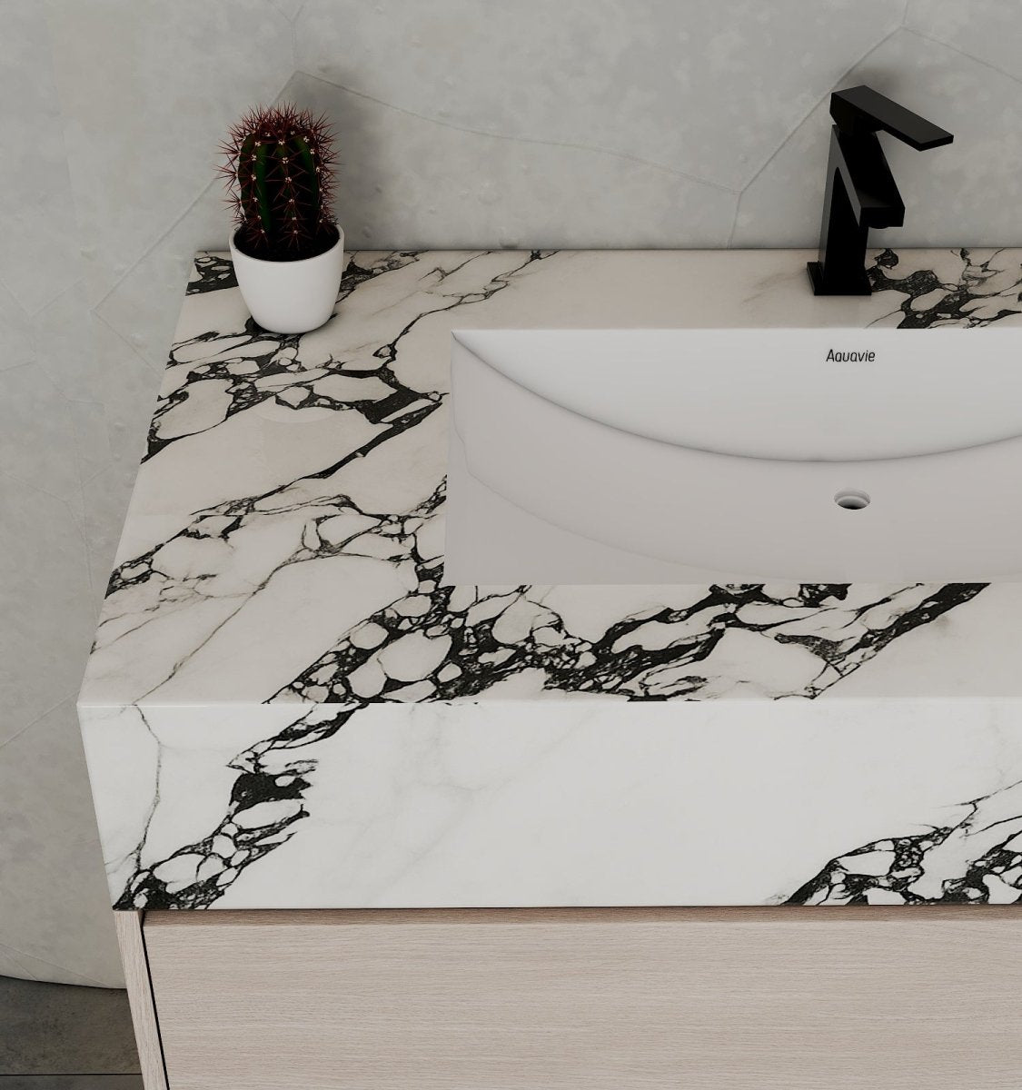 32", 36", 40" Sintered Stone Top with Hotel - Style Floating Bathroom Vanity - VanityCalacatta Black NeoNova Decor