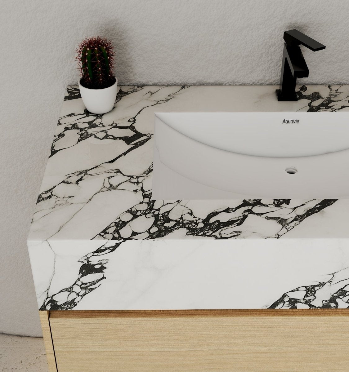 32", 36", 40" Sintered Stone Top with Hotel - Style Floating Bathroom Vanity - VanityCalacatta Black NeoNova Decor