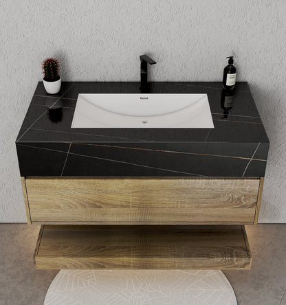 32", 36", 40" Sintered Stone Top with Hotel - Style Floating Bathroom Vanity - Vanitycalacatta black NeoNova Decor