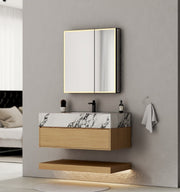 32", 36", 40" Sintered Stone Top with Hotel - Style Floating Bathroom Vanity - VanityCalacatta Black NeoNova Decor