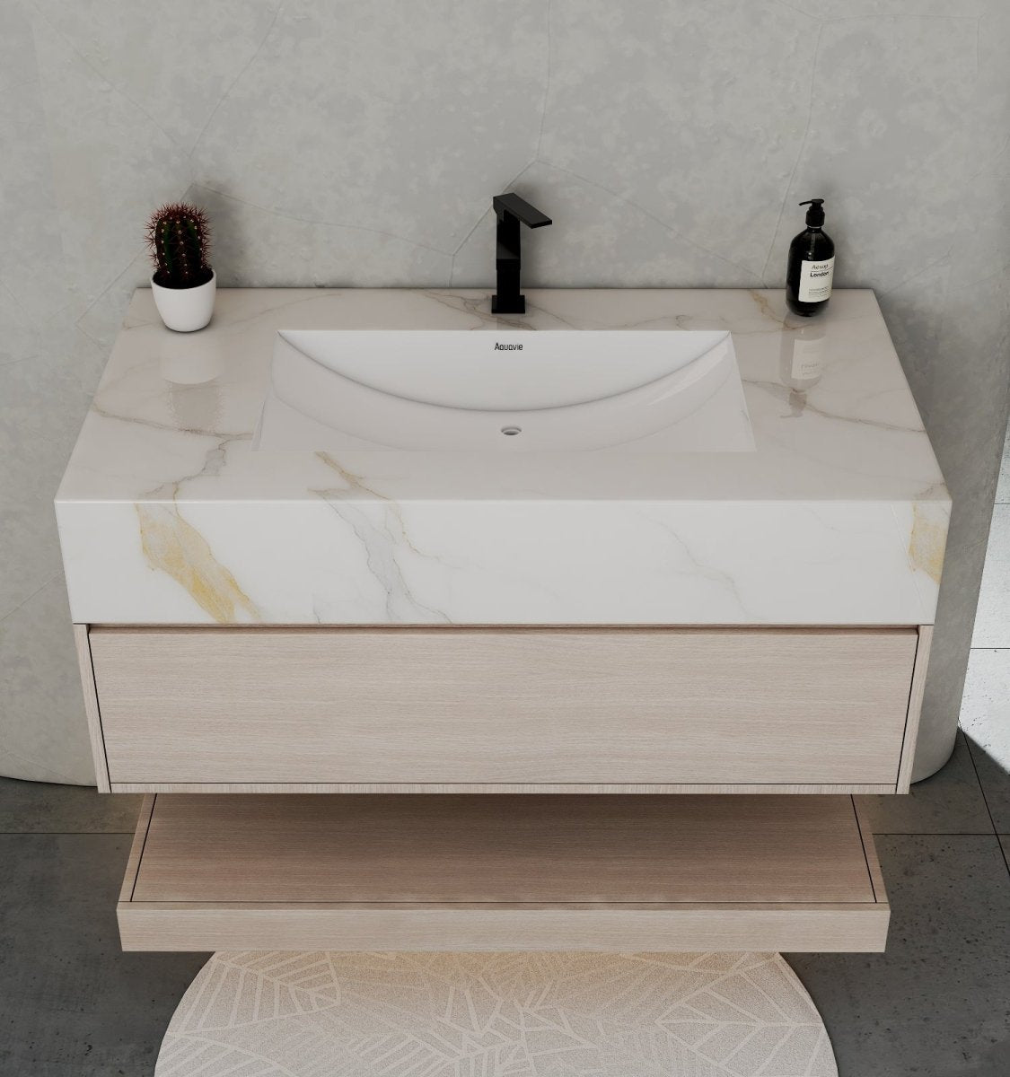 32", 36", 40" Sintered Stone Top with Hotel - Style Floating Bathroom Vanity - VanityCalacatta Gold NeoNova Decor