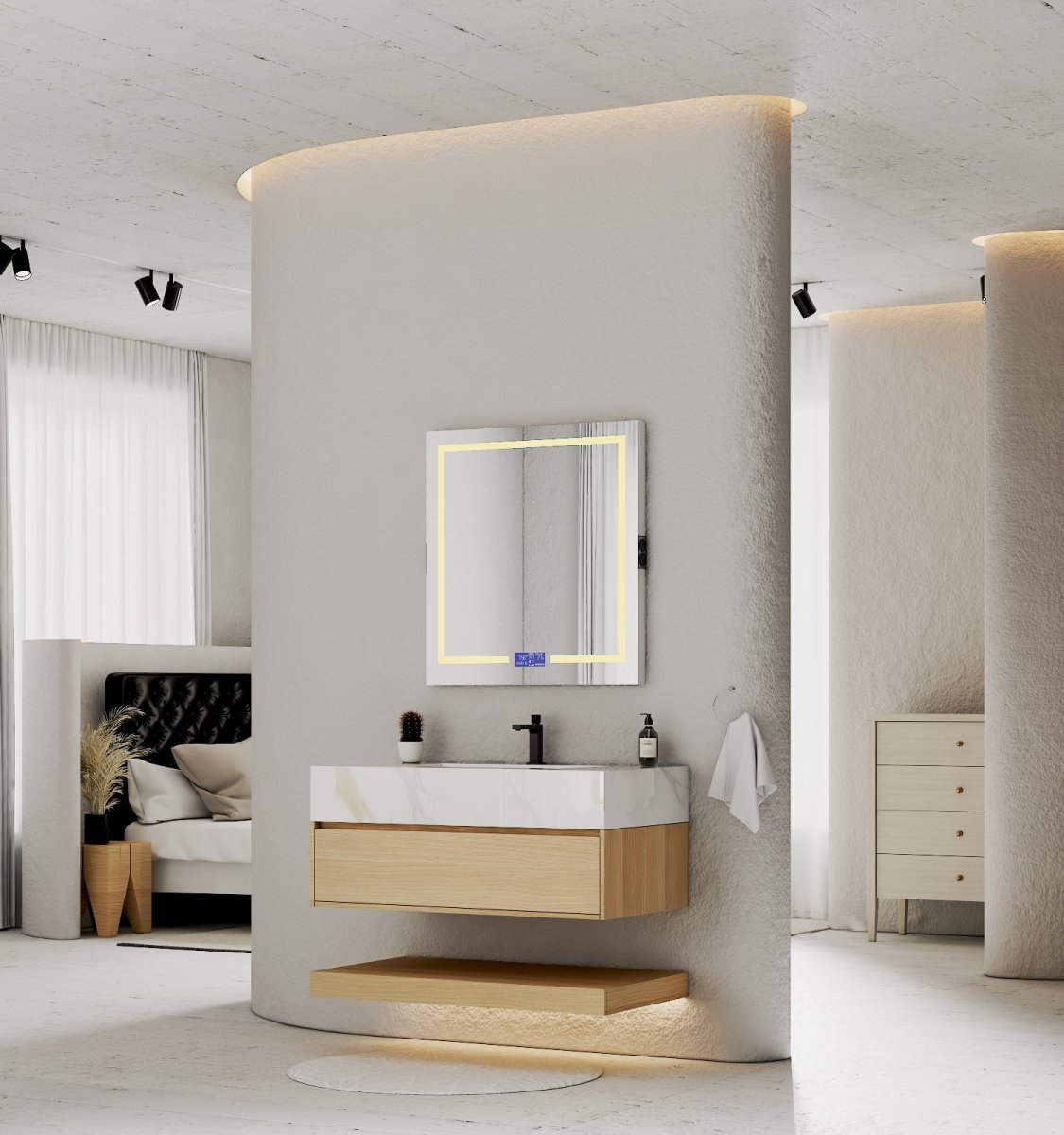 32", 36", 40" Sintered Stone Top with Hotel - Style Floating Bathroom Vanity - VanityCalacatta Gold NeoNova Decor