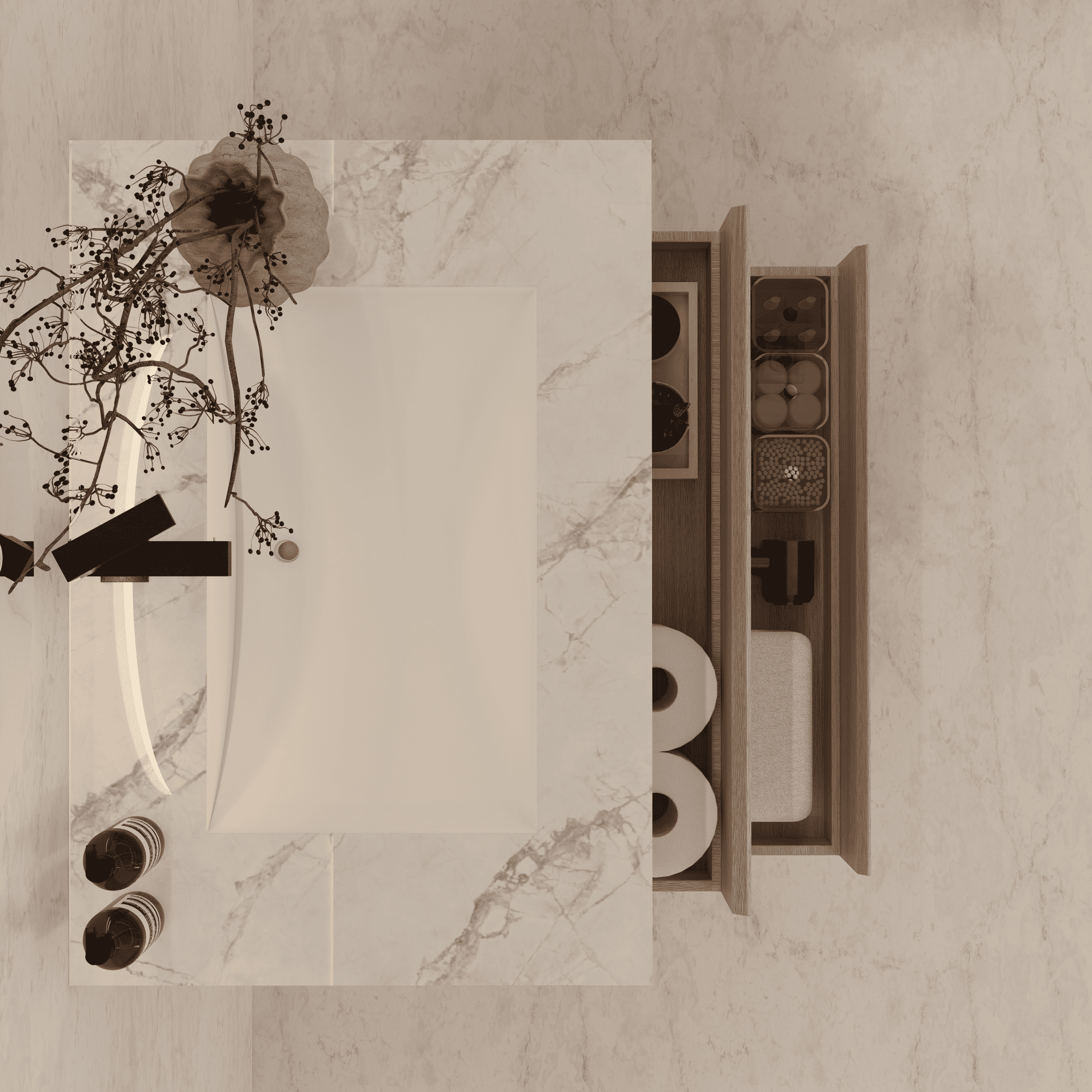 32", 36", 40" Sintered Stone Top with Light Oak Floating Bathroom Vanity - VanityIce Grey