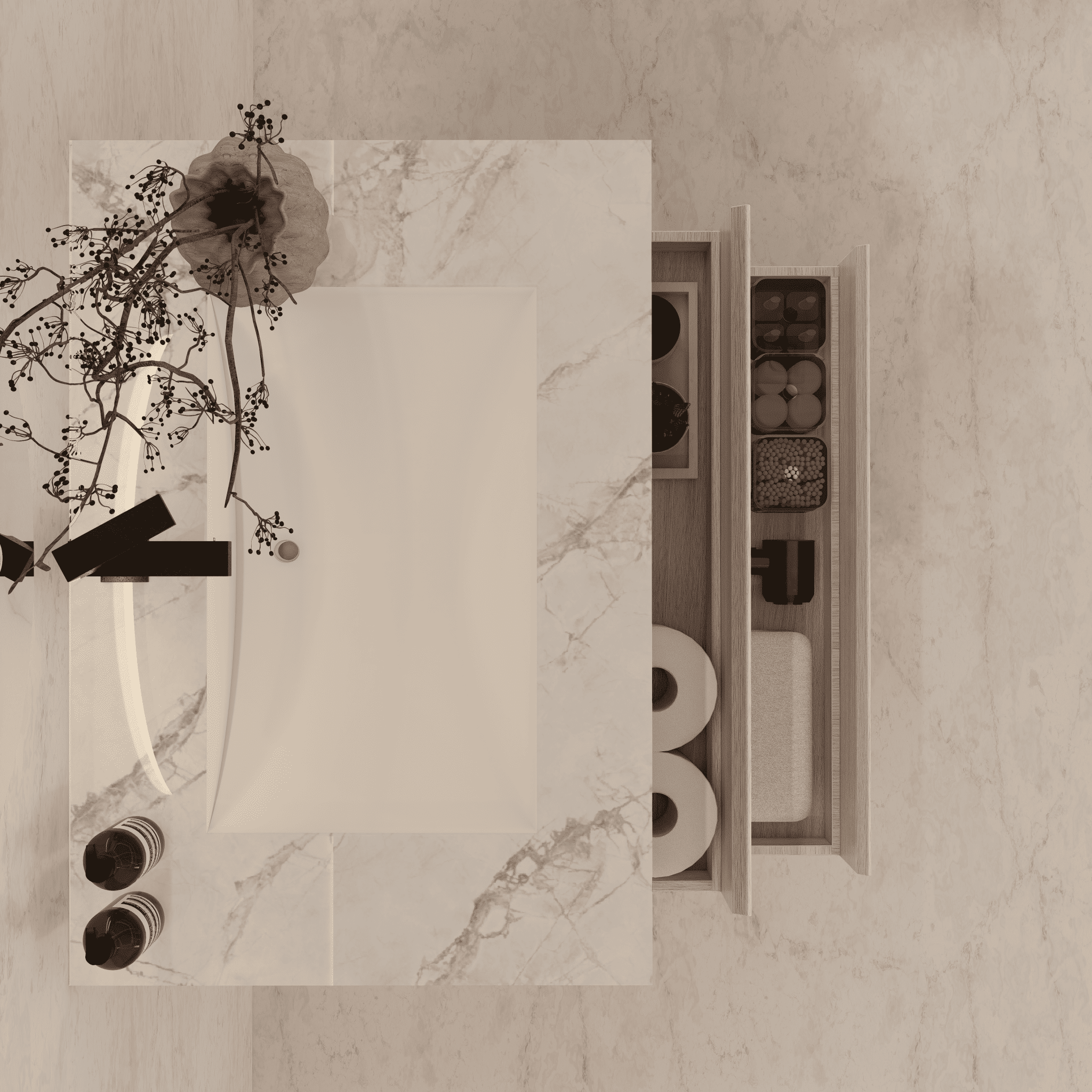 32", 36", 40" Sintered Stone Top with Light Oak Floating Bathroom Vanity - VanityIce Grey