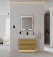 32", 36", 40" Sintered Stone Top with Nature Oak Floating Bathroom Vanity - VanityCalacatta Gold NeoNova Decor