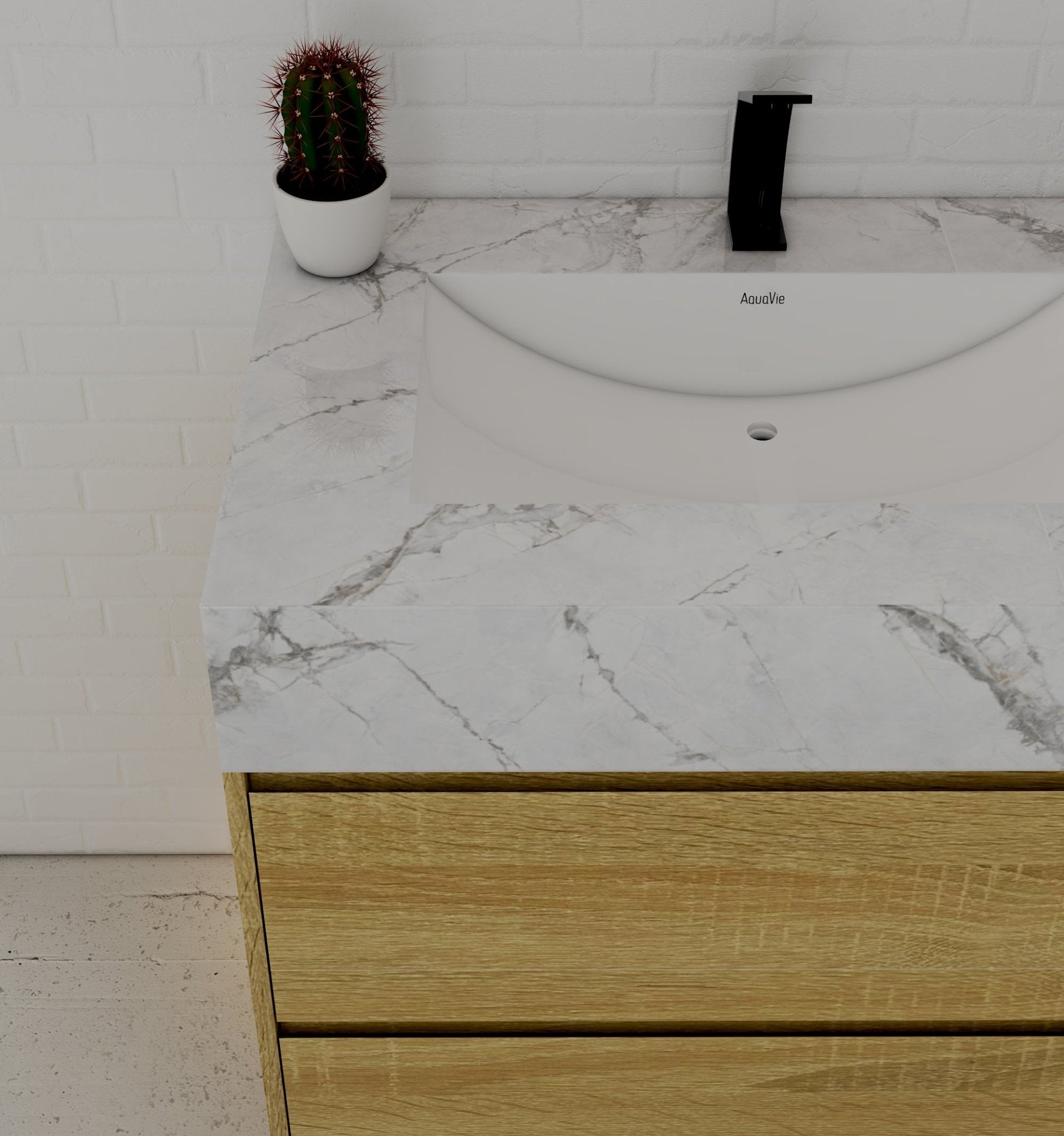 32", 36", 40" Sintered Stone Top with Nature Oak Floating Bathroom Vanity - VanityIce Grey NeoNova Decor