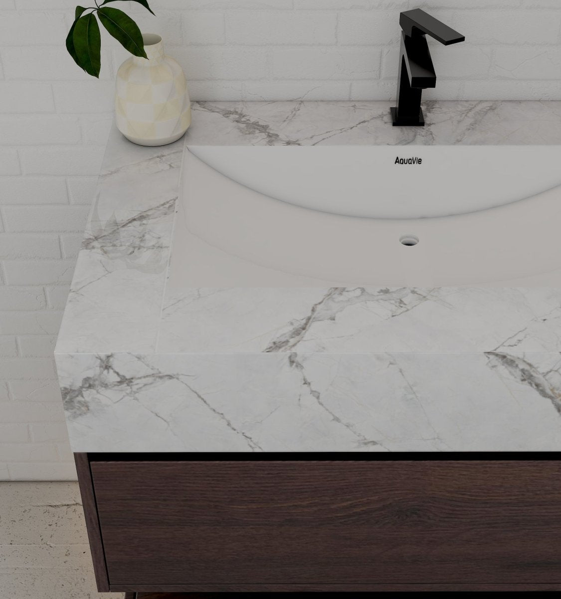 32", 36", 40" Walnut Sintered Stone Top with Hotel - Style Floating Bathroom Vanity - VanityIce Grey NeoNova Decor