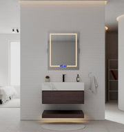 32", 36", 40" Walnut Sintered Stone Top with Hotel - Style Floating Bathroom Vanity - VanityWhite Carrara NeoNova Decor