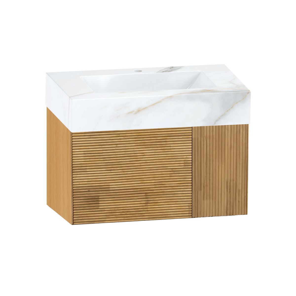 32", 36" Stone Top with Oak Engineered Wood Floating Bathroom Vanity - Vanity36" NeoNova Decor