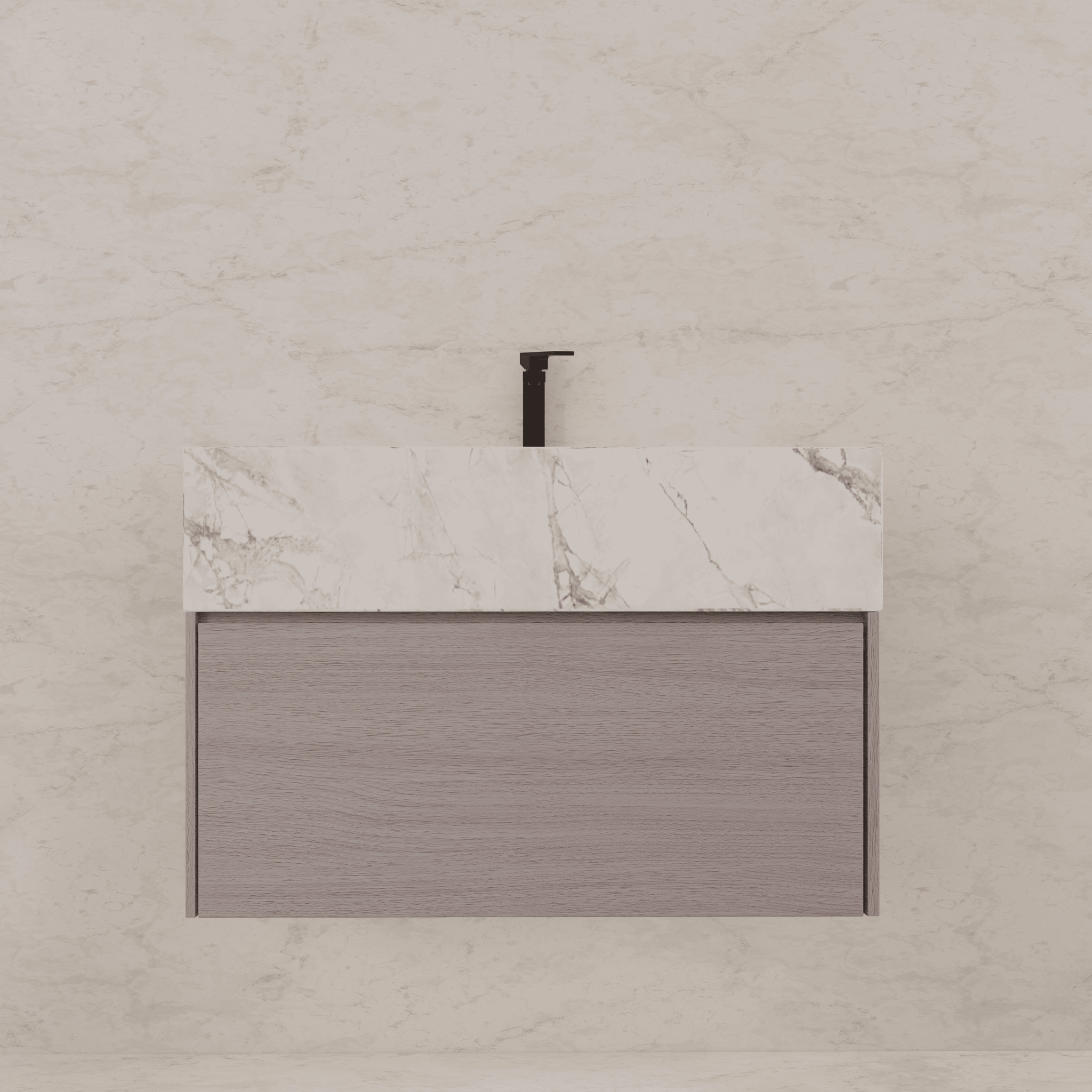 32"/ 36"/40" White Grey Oak Single Sink Floating Bathroom Vanity with Sintered Stone Top - VanityIce Grey NeoNova Decor