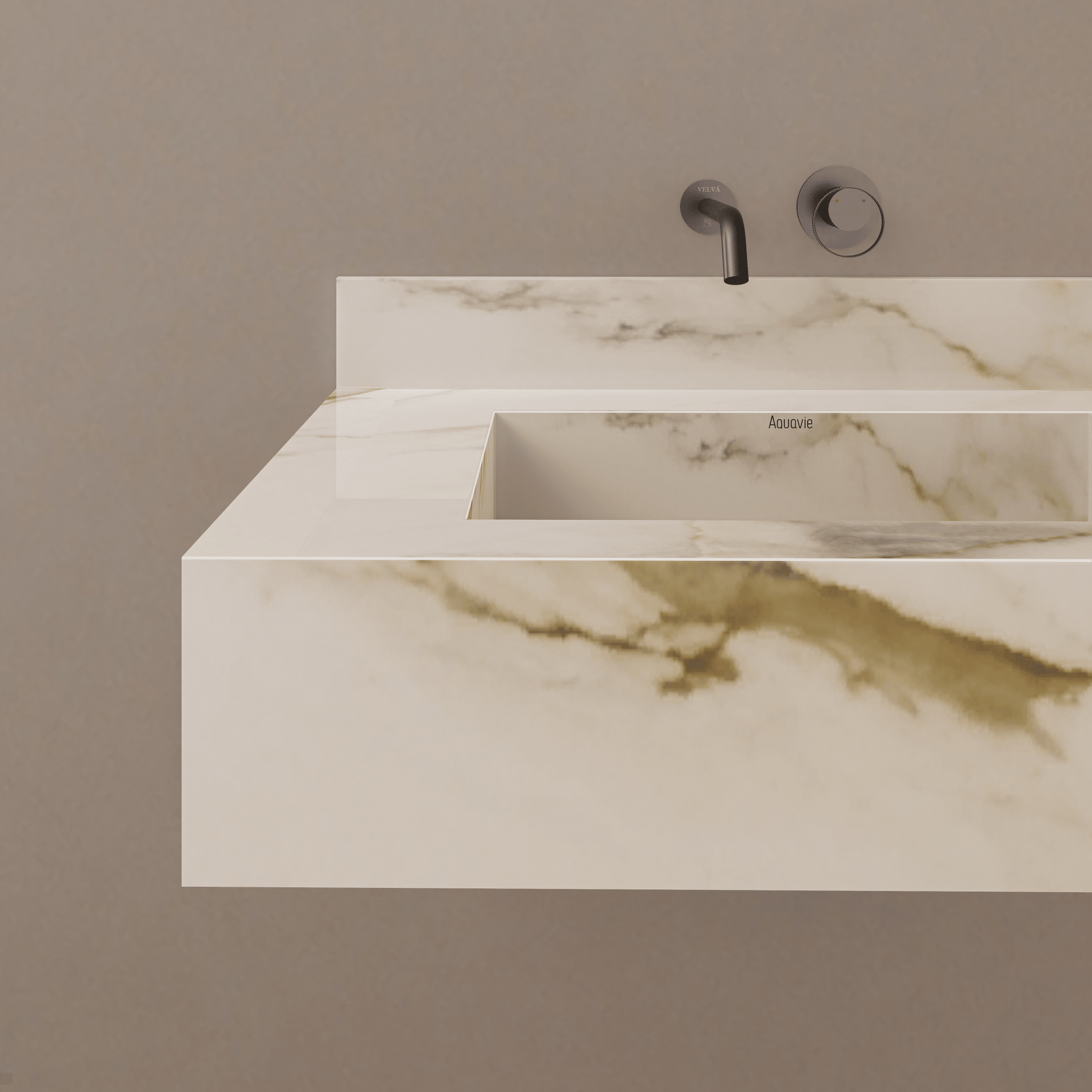 32" / 40" Monolithic Floating Vanity | Calacatta Gold Sintered Stone Single Sink -Vanity32"