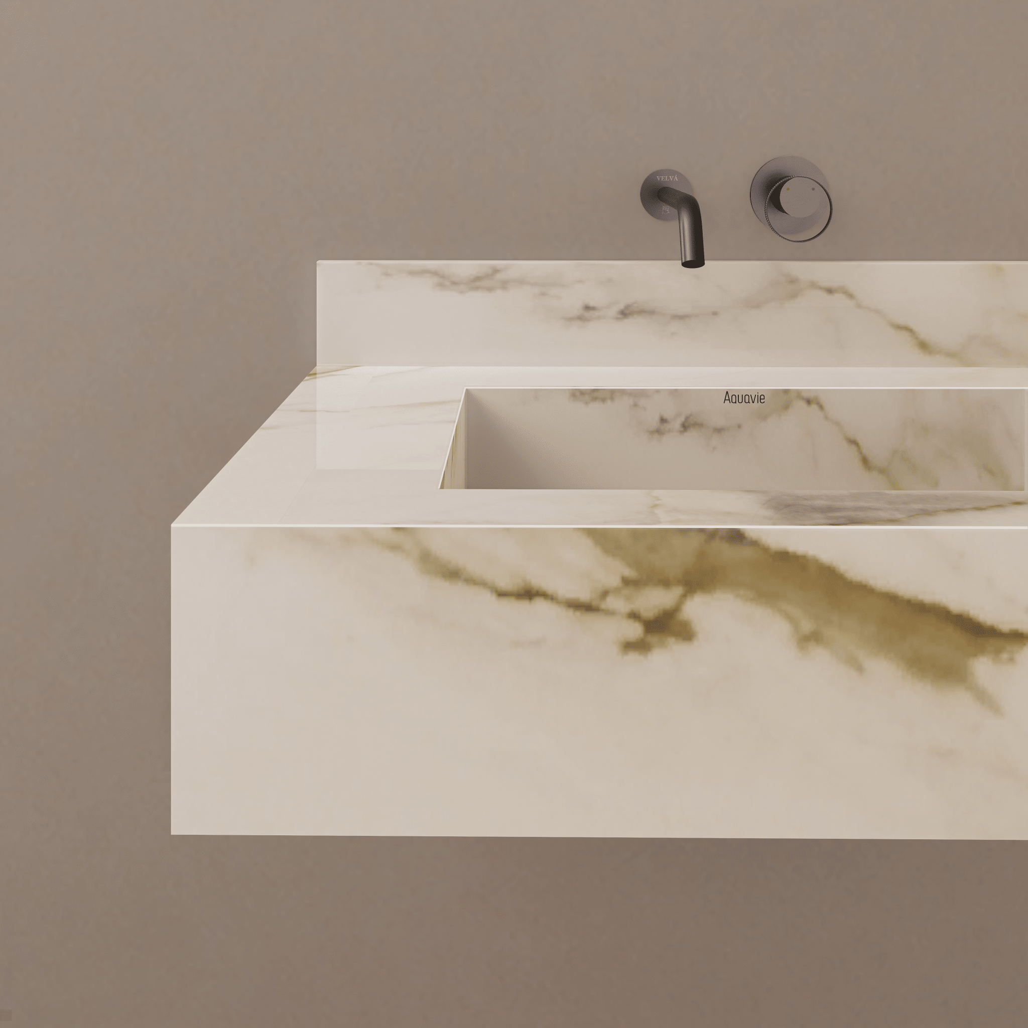 32" / 40" Monolithic Floating Vanity | Calacatta Gold Sintered Stone Single Sink -Vanity32"