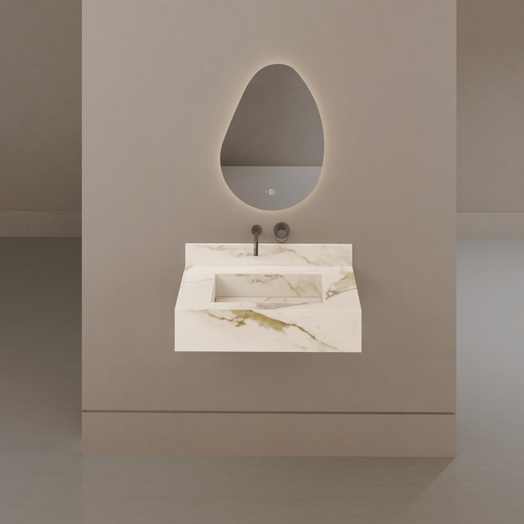 32" / 40" Monolithic Floating Vanity | Calacatta Gold Sintered Stone Single Sink -Vanity32"