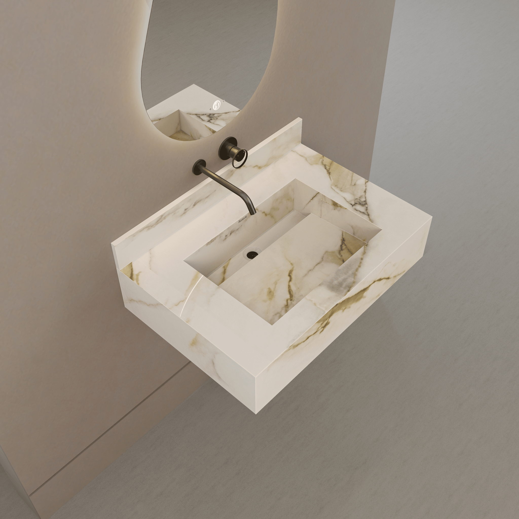 32" / 40" Monolithic Floating Vanity | Calacatta Gold Sintered Stone Single Sink -Vanity32"