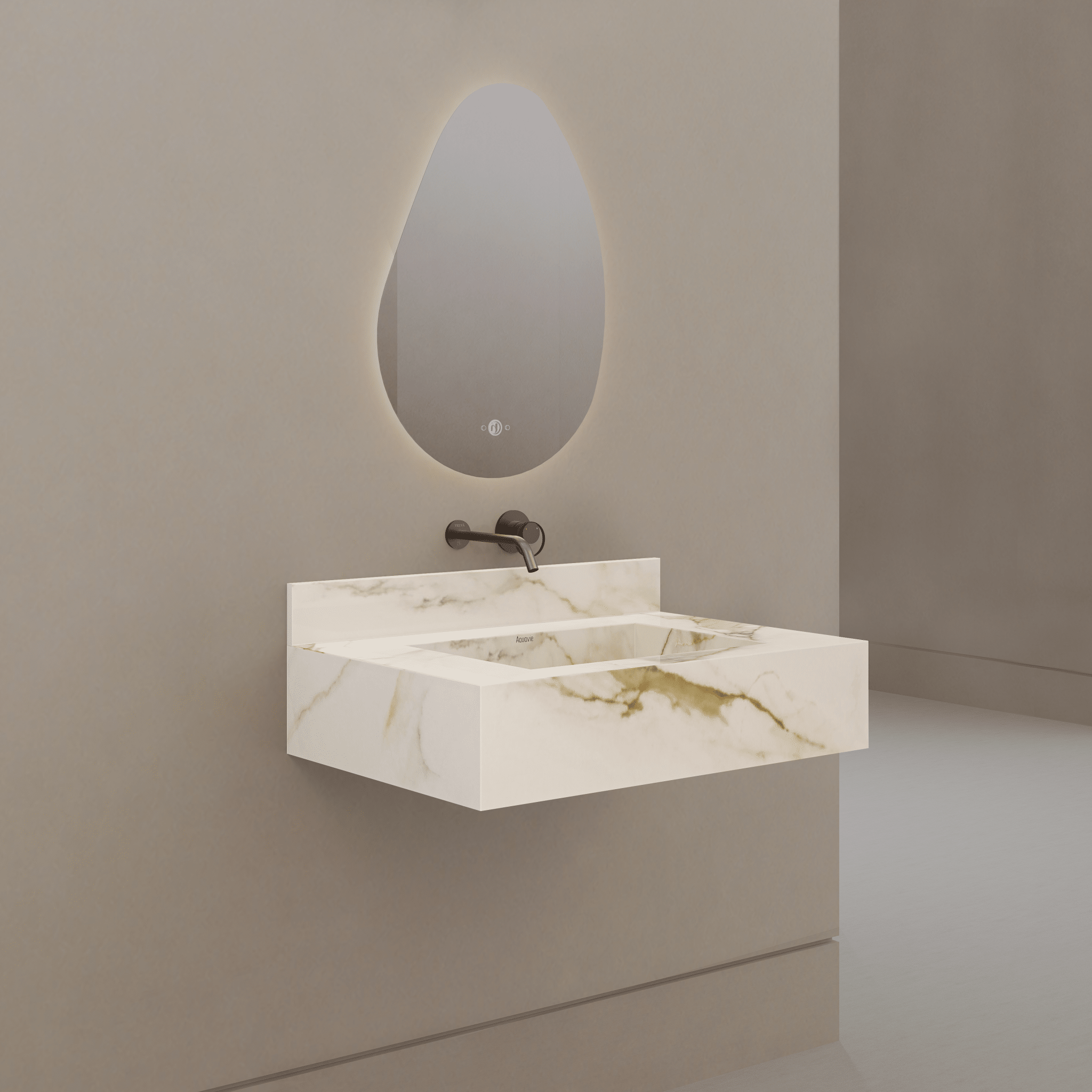 32" / 40" Monolithic Floating Vanity | Calacatta Gold Sintered Stone Single Sink -Vanity32"