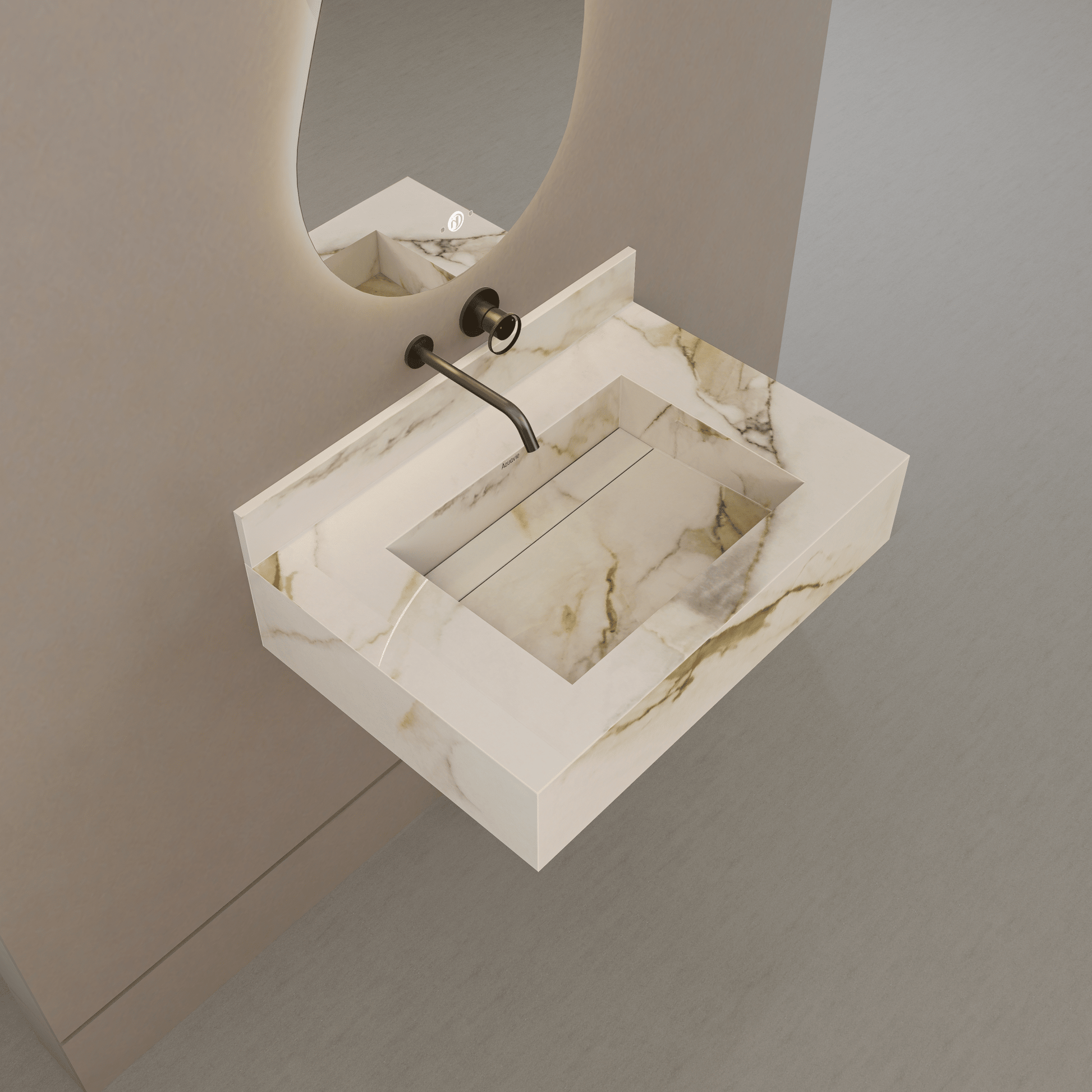 32" / 40" Monolithic Floating Vanity | Calacatta Gold Sintered Stone Single Sink -Vanity32"