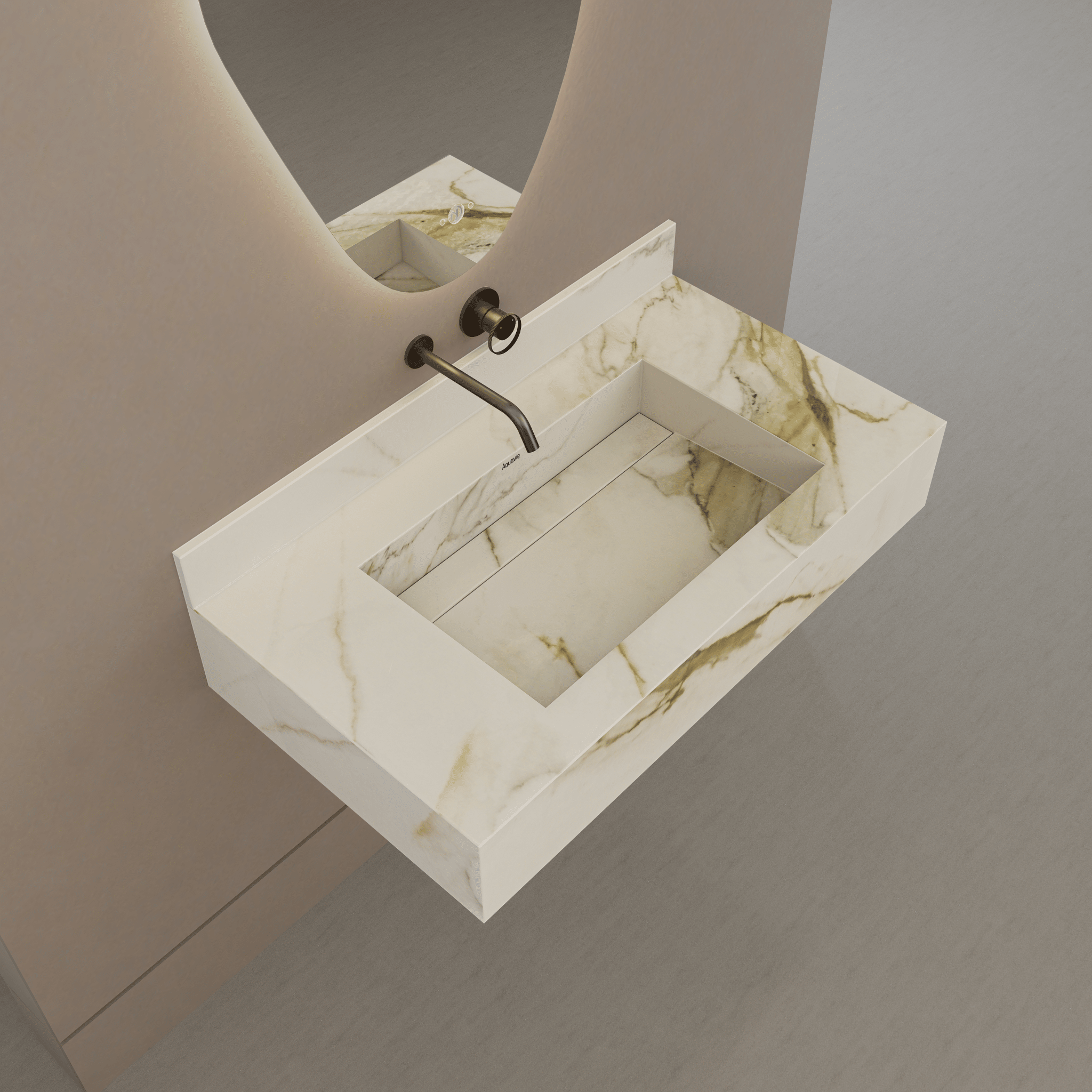 32" / 40" Monolithic Floating Vanity | Calacatta Gold Sintered Stone Single Sink -Vanity40"