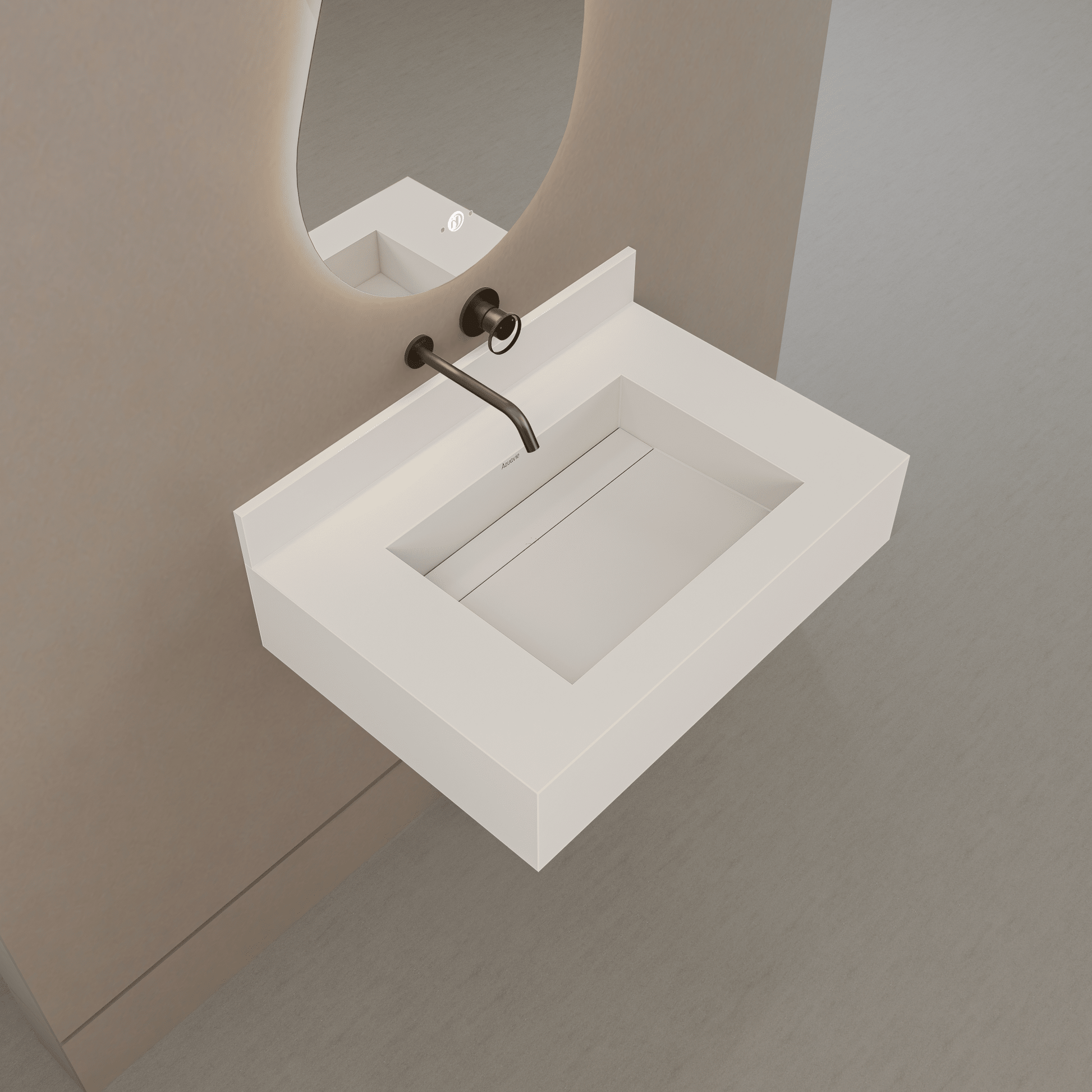 32" / 40" Monolithic Floating Vanity & Integrated Top | Glacier White Sintered Stone Single Sink with Hidden Drain -Vanity32"