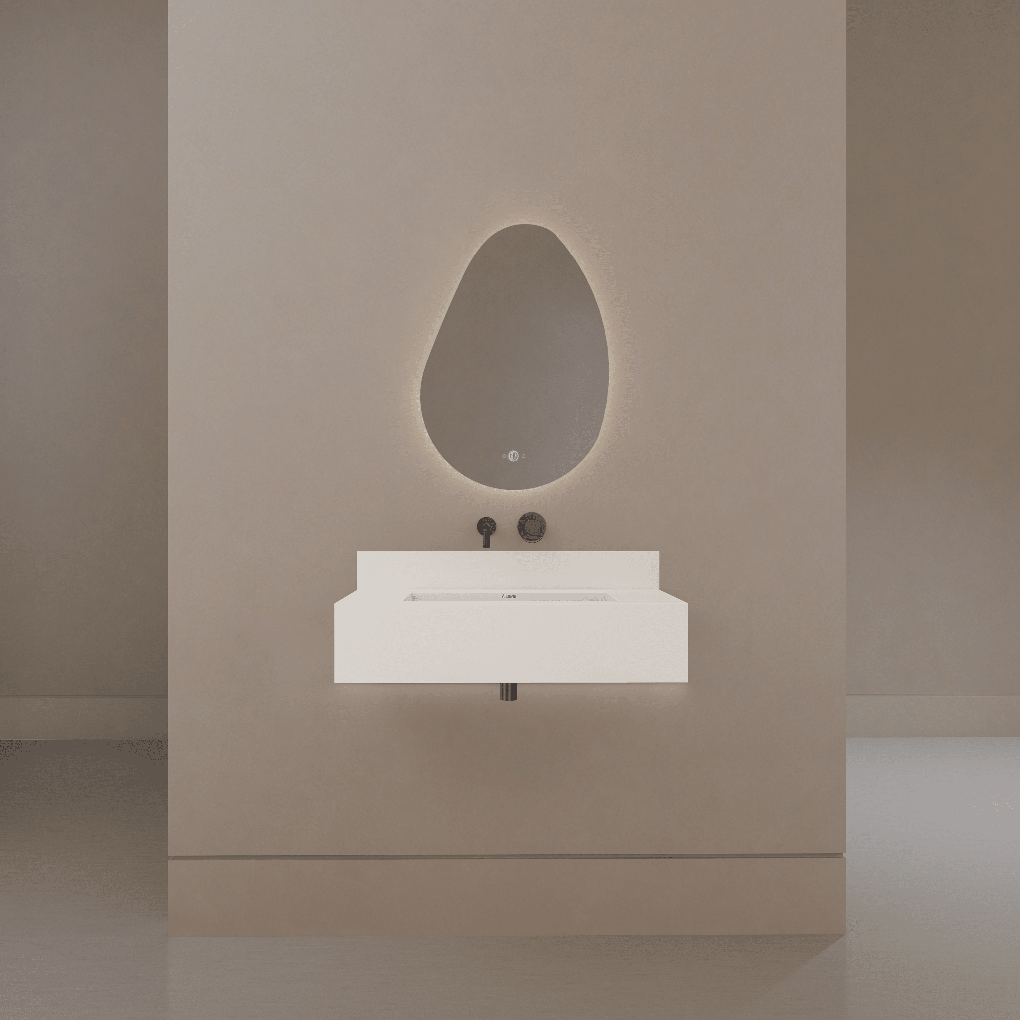 32" / 40" Monolithic Floating Vanity & Integrated Top | Glacier White Sintered Stone Single Sink with Hidden Drain -Vanity32"