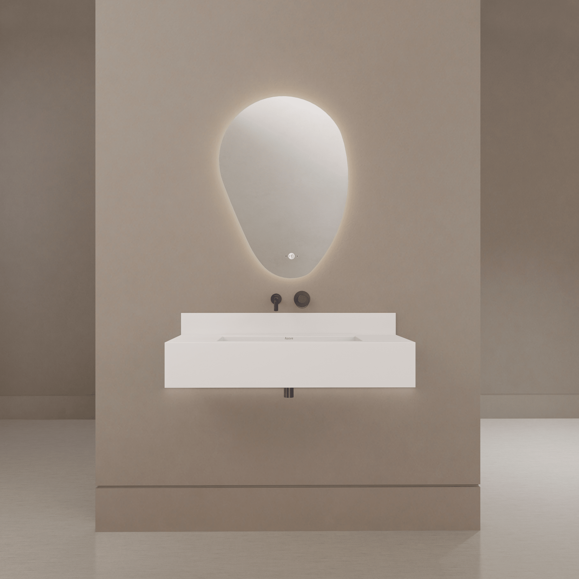 32" / 40" Monolithic Floating Vanity & Integrated Top | Glacier White Sintered Stone Single Sink with Hidden Drain -Vanity32"