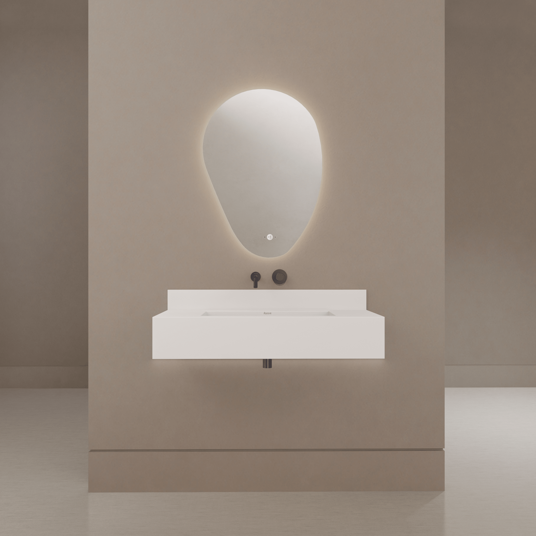 32" / 40" Monolithic Floating Vanity & Integrated Top | Glacier White Sintered Stone Single Sink with Hidden Drain -Vanity32"