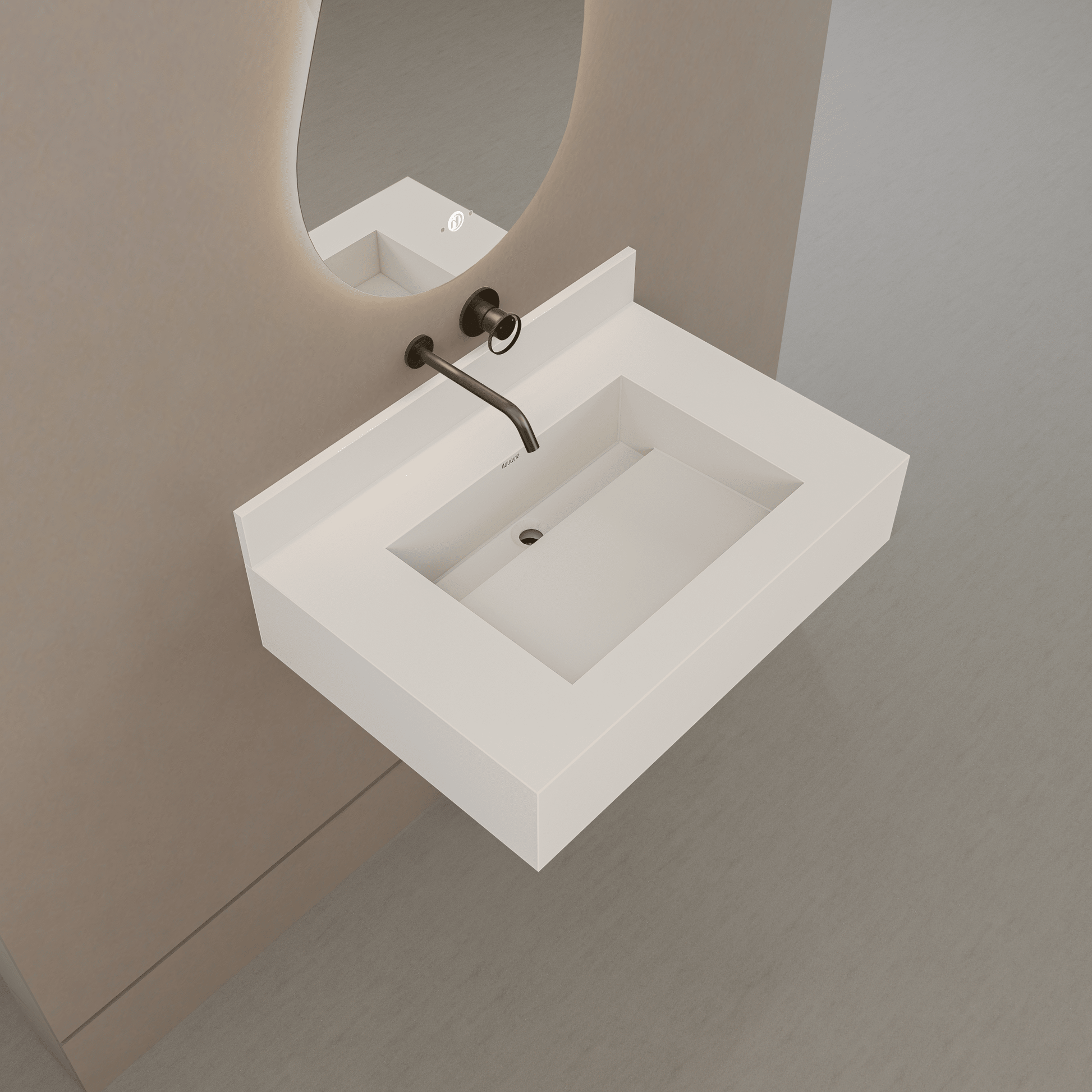 32" / 40" Monolithic Floating Vanity & Integrated Top | Glacier White Sintered Stone Single Sink with Hidden Drain -Vanity32"