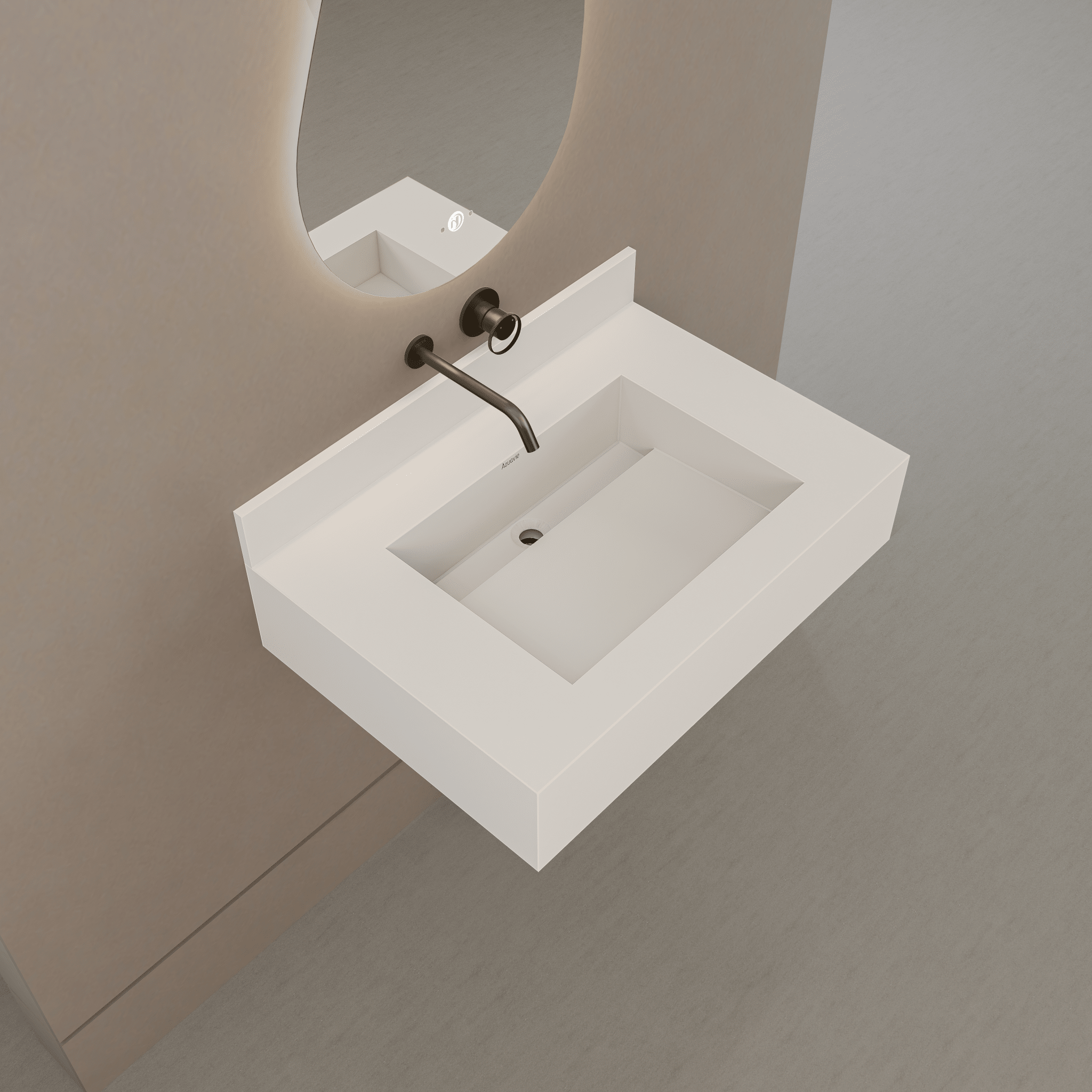 32" / 40" Monolithic Floating Vanity & Integrated Top | Glacier White Sintered Stone Single Sink with Hidden Drain -Vanity32"