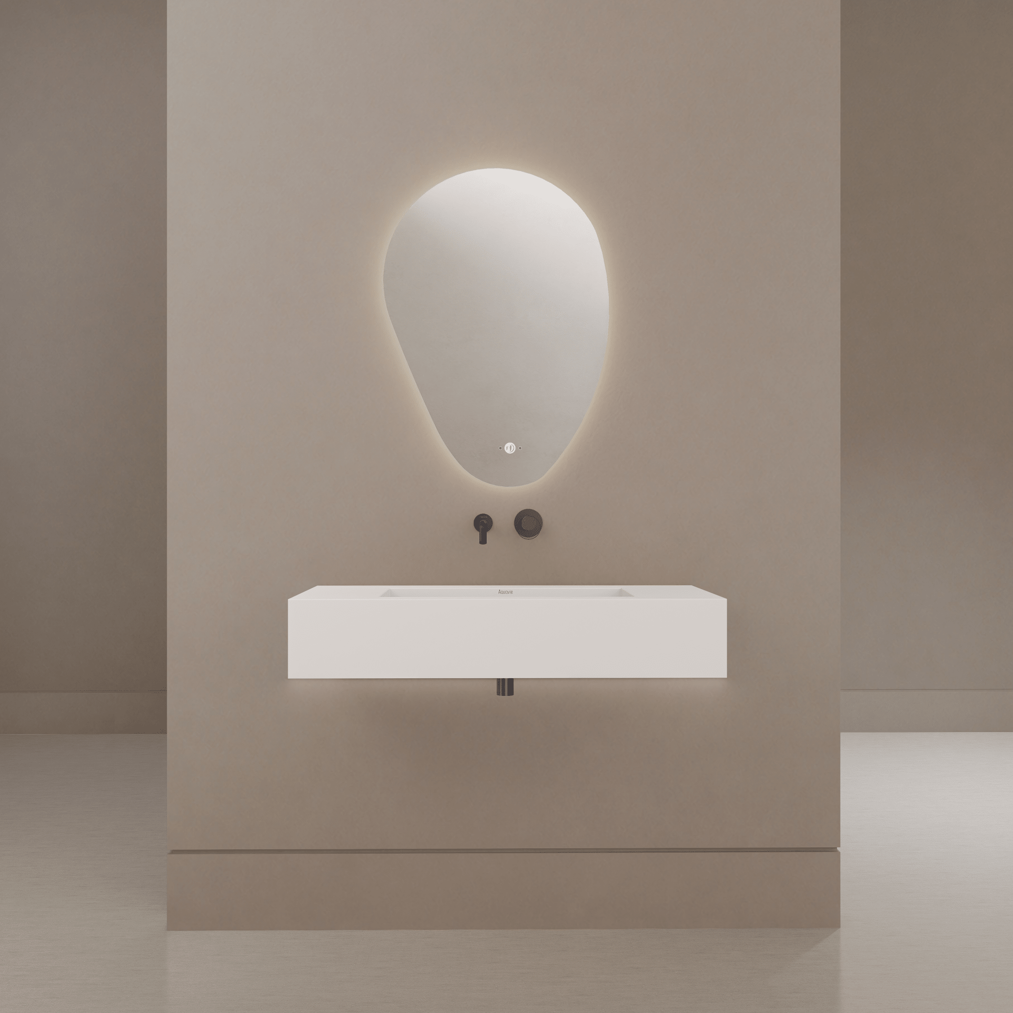 32" / 40" Monolithic Floating Vanity & Integrated Top | Glacier White Sintered Stone Single Sink with Hidden Drain -Vanity32"