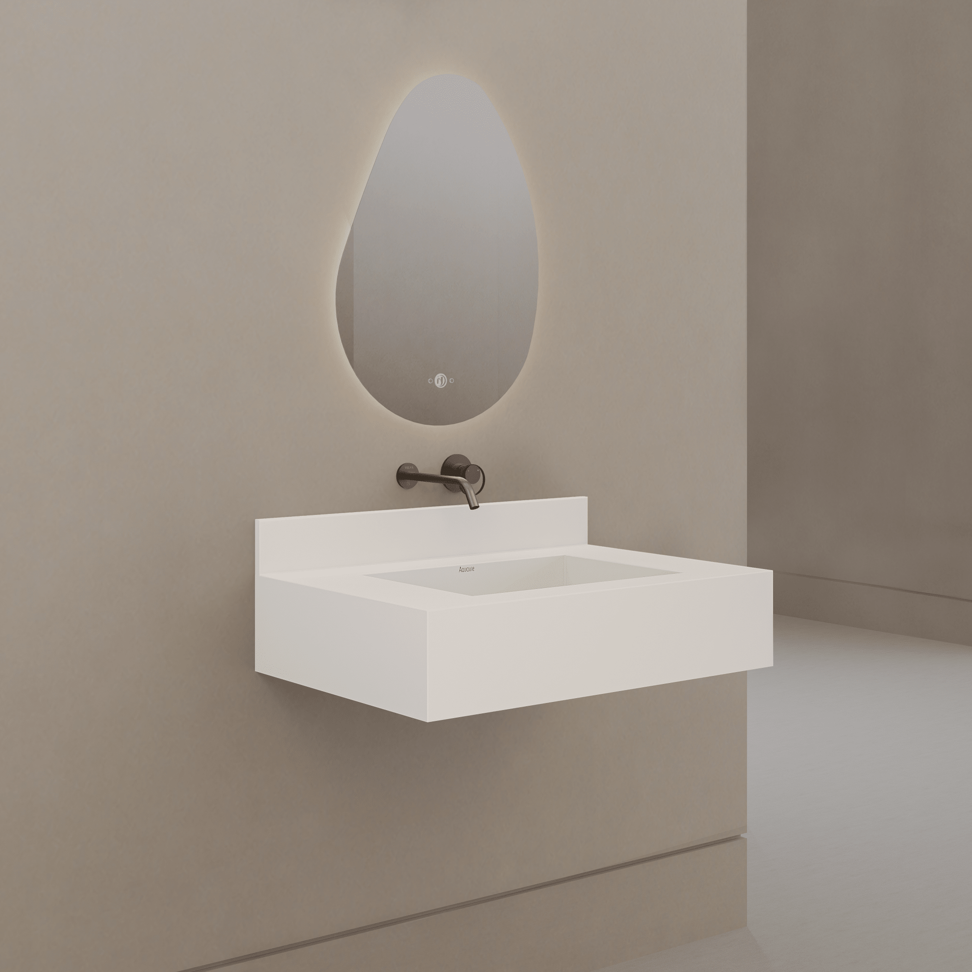 32" / 40" Monolithic Floating Vanity & Integrated Top | Glacier White Sintered Stone Single Sink with Hidden Drain -Vanity32"