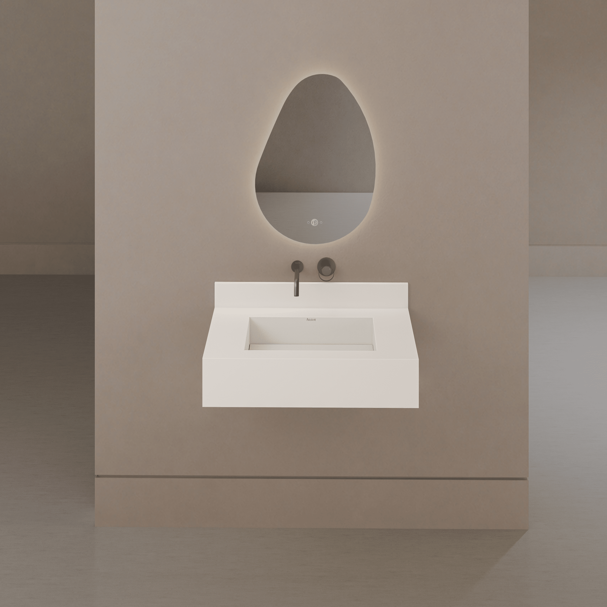 32" / 40" Monolithic Floating Vanity & Integrated Top | Glacier White Sintered Stone Single Sink with Hidden Drain -Vanity32"