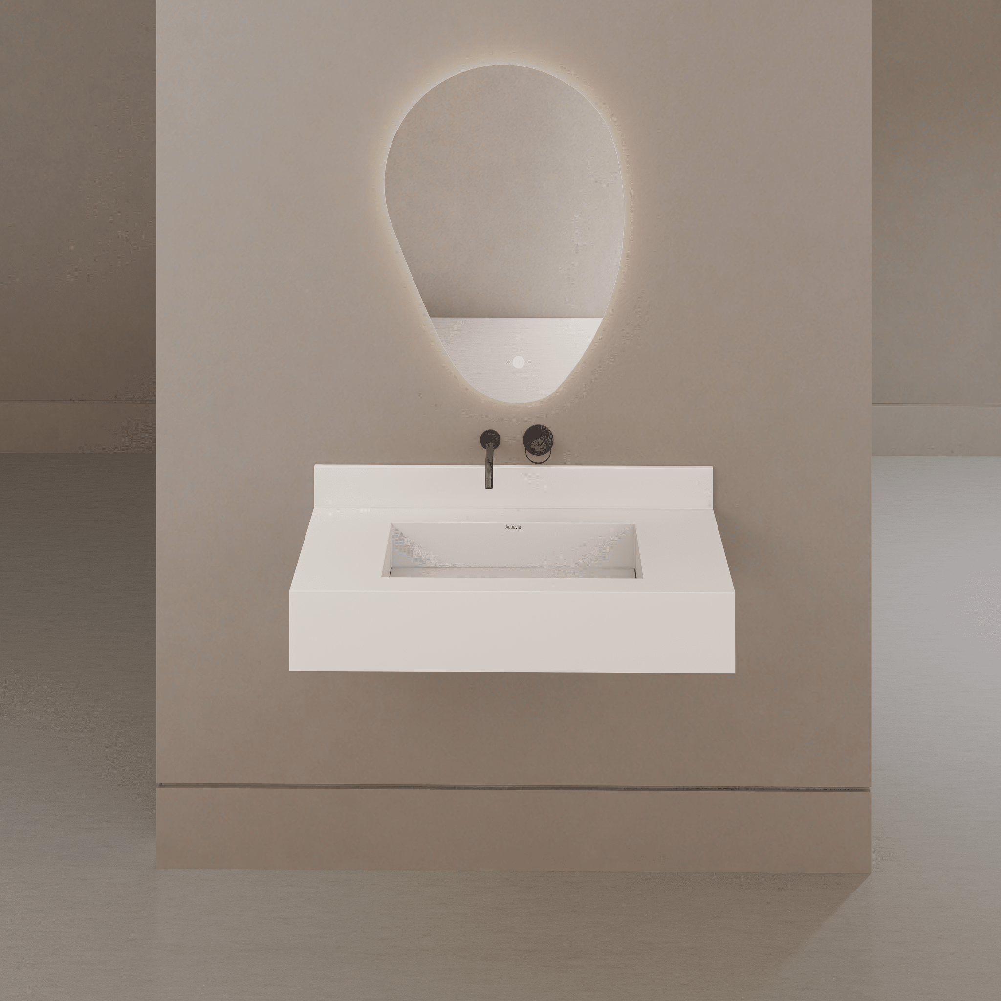 32" / 40" Monolithic Floating Vanity & Integrated Top | Glacier White Sintered Stone Single Sink with Hidden Drain -Vanity40"
