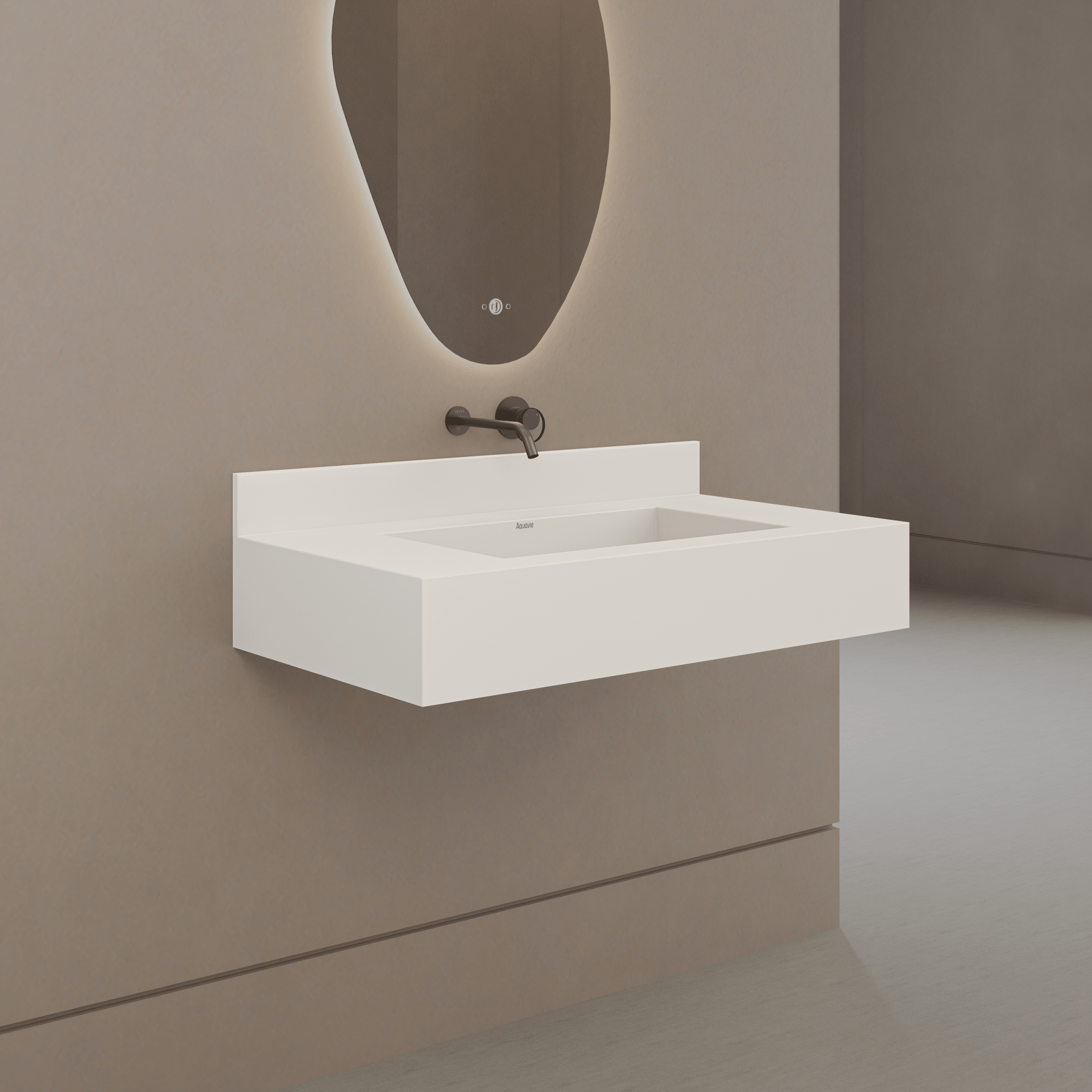 32" / 40" Monolithic Floating Vanity & Integrated Top | Glacier White Sintered Stone Single Sink with Hidden Drain -Vanity40"