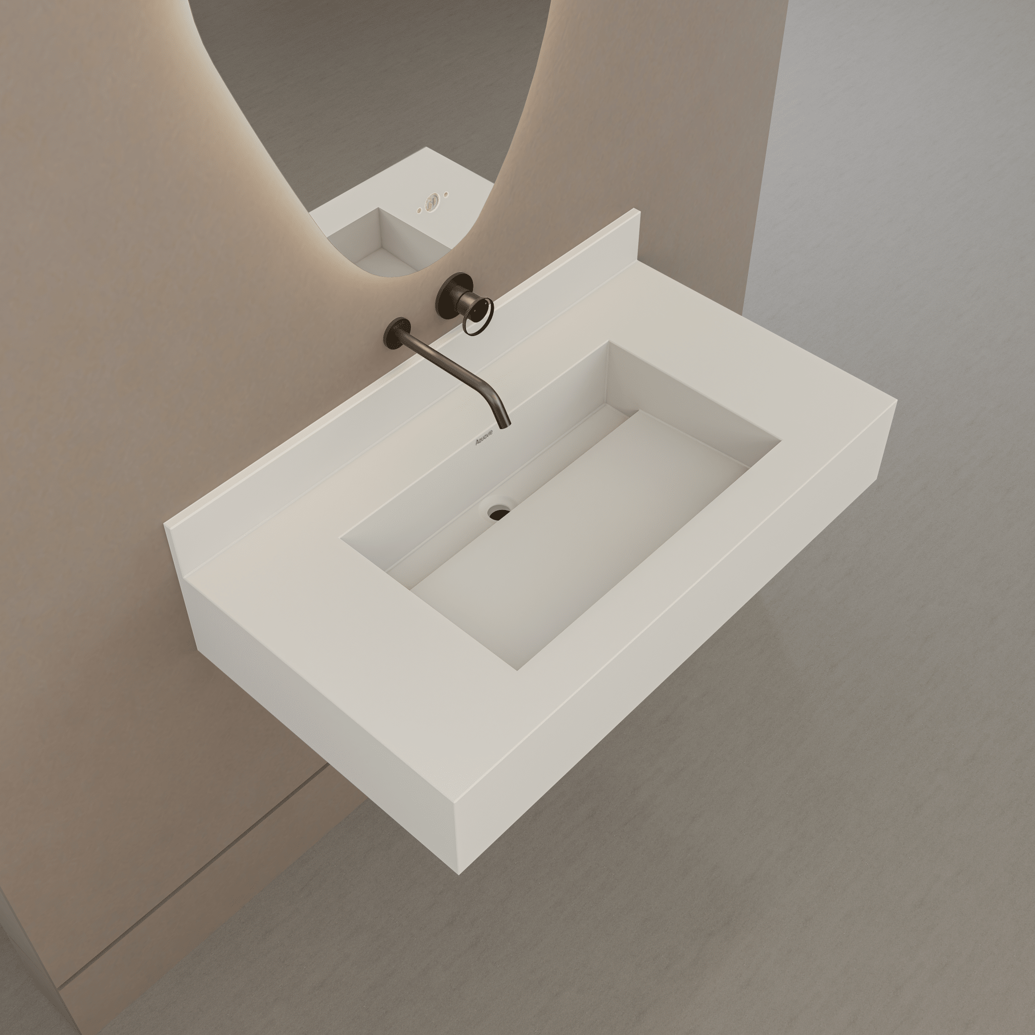 32" / 40" Monolithic Floating Vanity & Integrated Top | Glacier White Sintered Stone Single Sink with Hidden Drain -Vanity40"