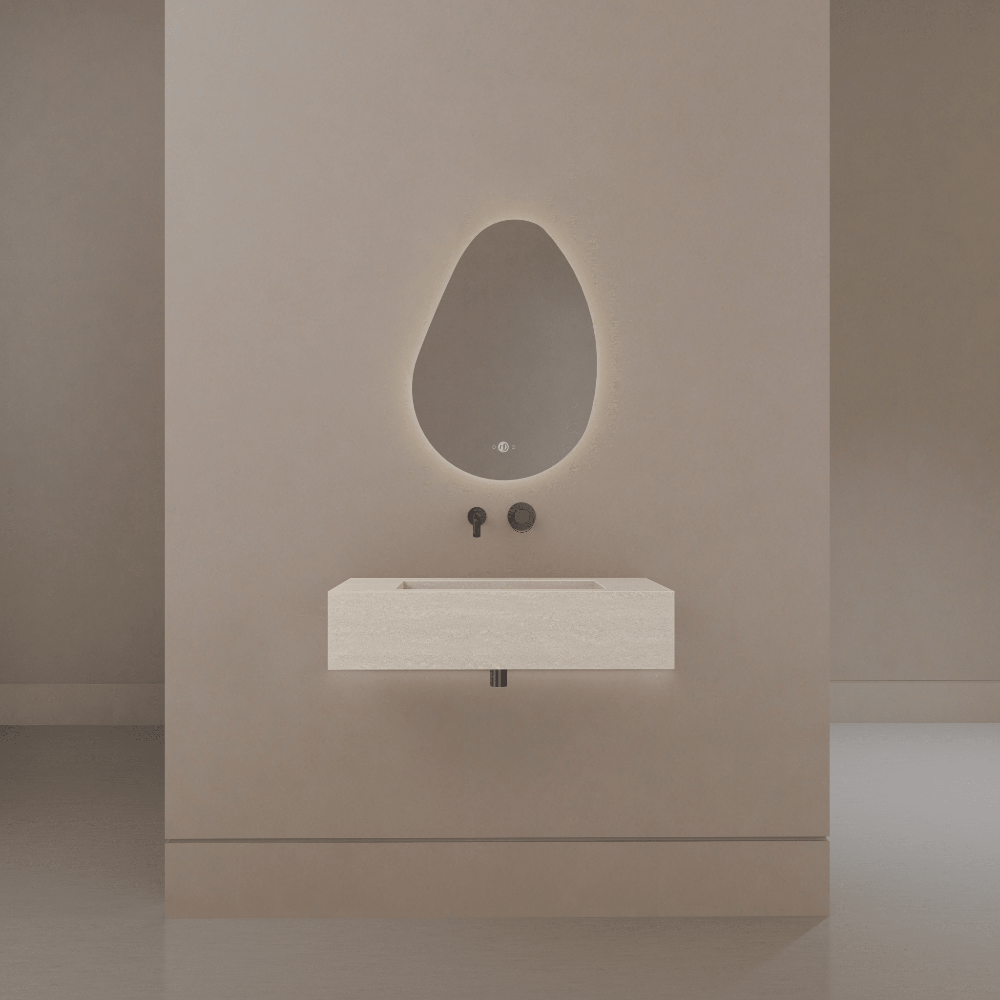 32" / 40" Monolithic Floating Vanity & Integrated Top | Ivory Sand Sintered Stone Single Sink with Hidden Drain -Vanity32"