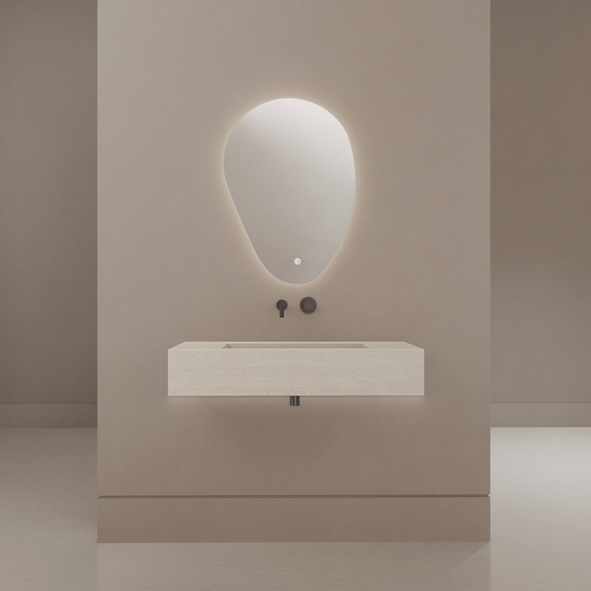 32" / 40" Monolithic Floating Vanity & Integrated Top | Ivory Sand Sintered Stone Single Sink with Hidden Drain -Vanity32"