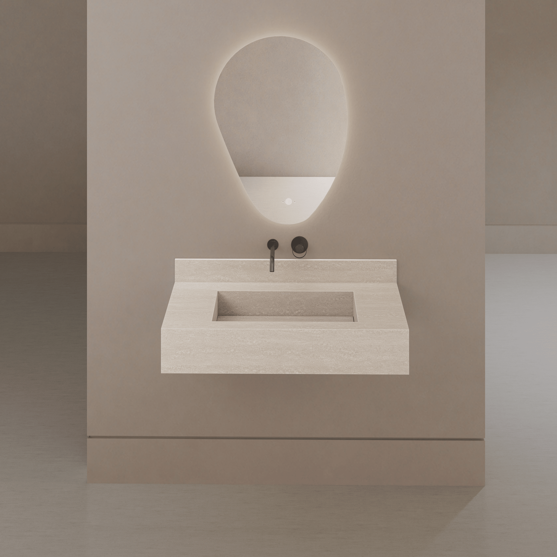 32" / 40" Monolithic Floating Vanity & Integrated Top | Ivory Sand Sintered Stone Single Sink with Hidden Drain -Vanity40"