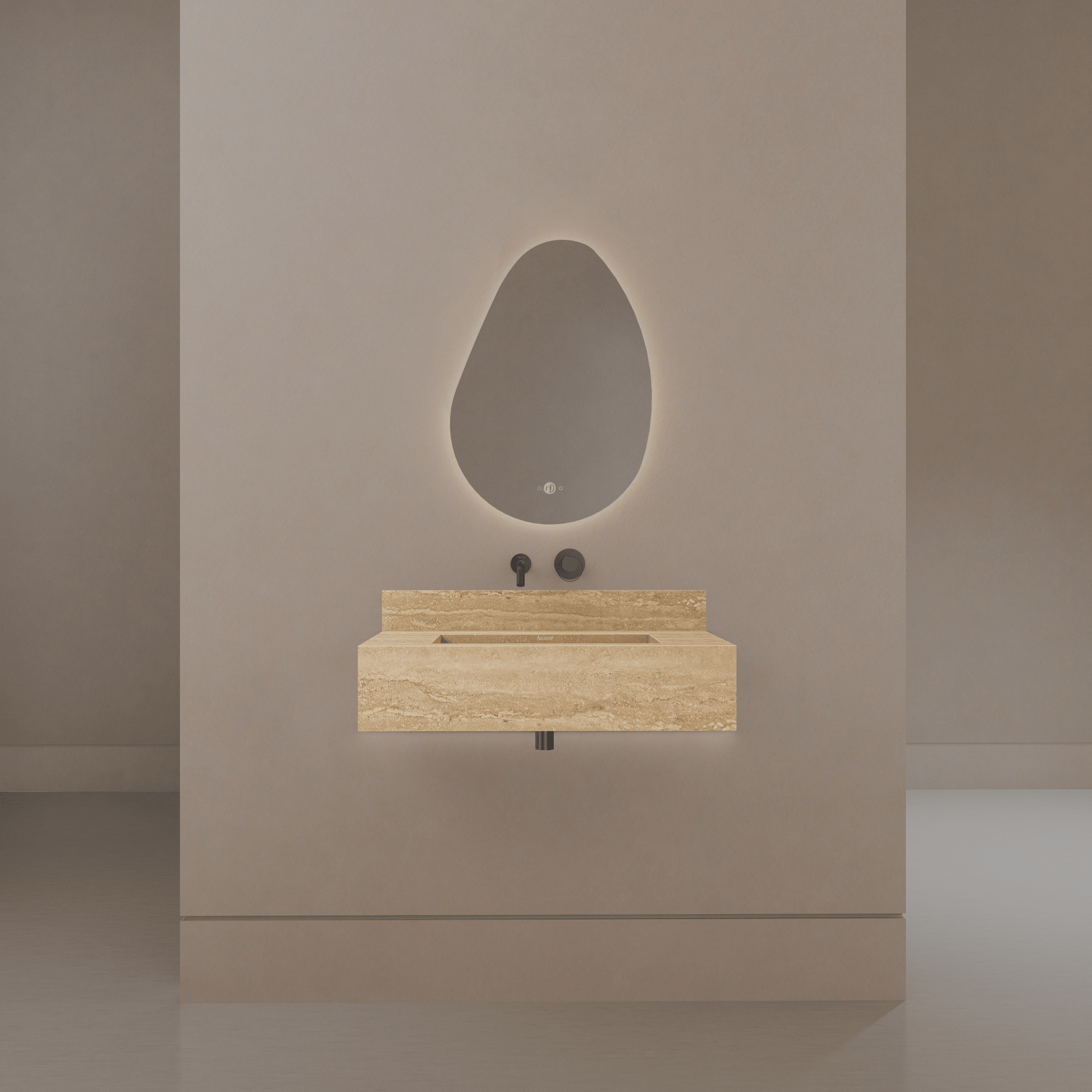 32" / 40" Monolithic Floating Vanity | Natural Travertine Sintered Stone Single Sink -Vanity32"