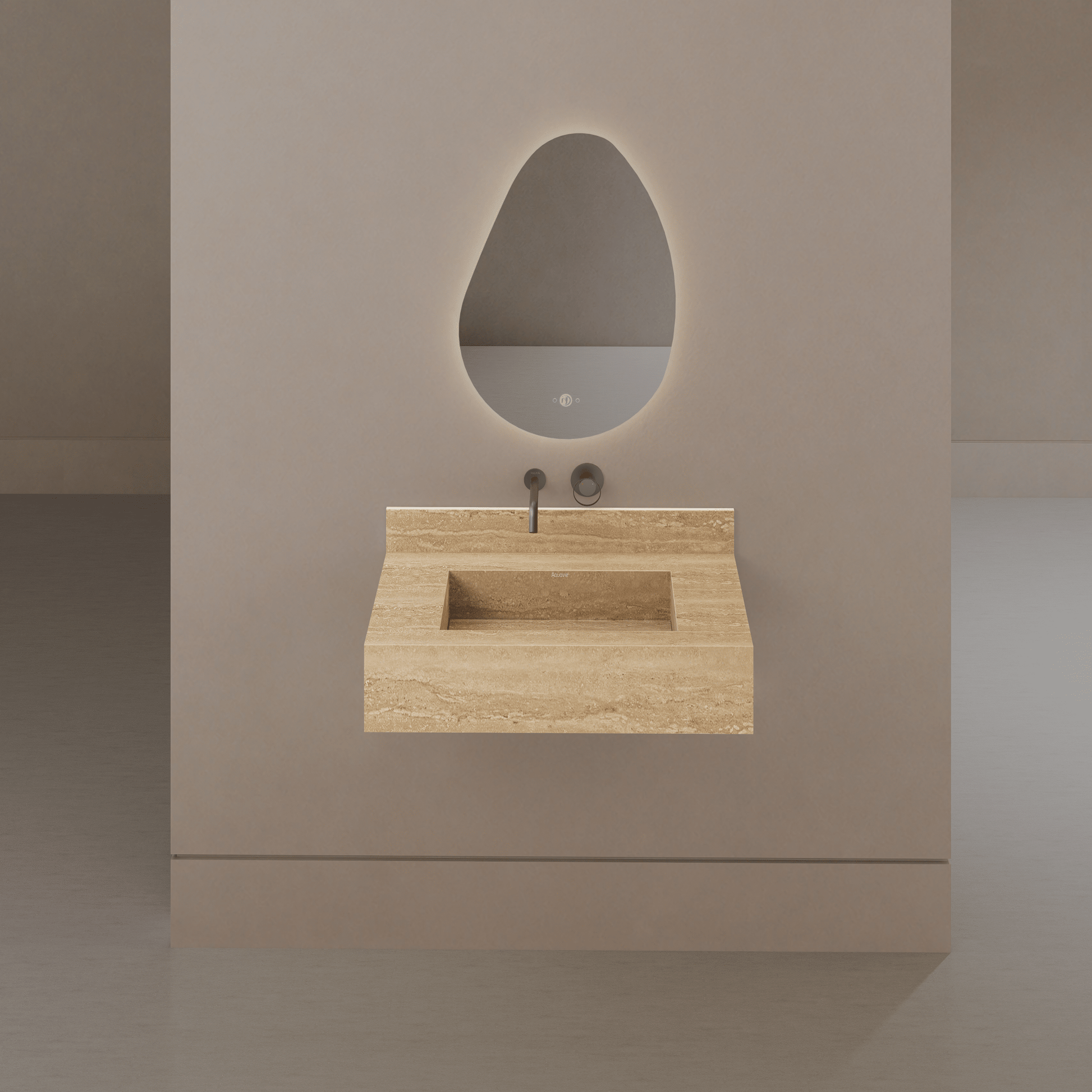 32" / 40" Monolithic Floating Vanity | Natural Travertine Sintered Stone Single Sink -Vanity32"