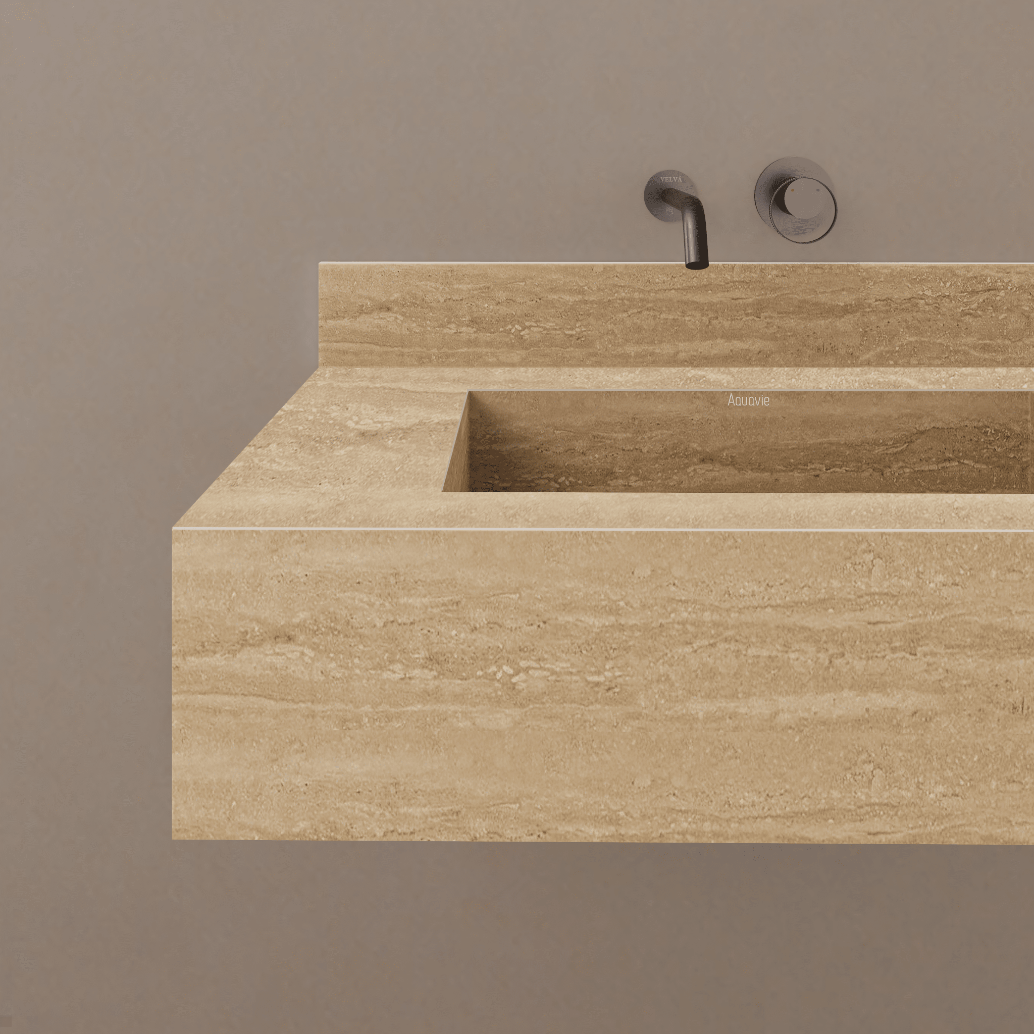 32" / 40" Monolithic Floating Vanity | Natural Travertine Sintered Stone Single Sink -Vanity32"