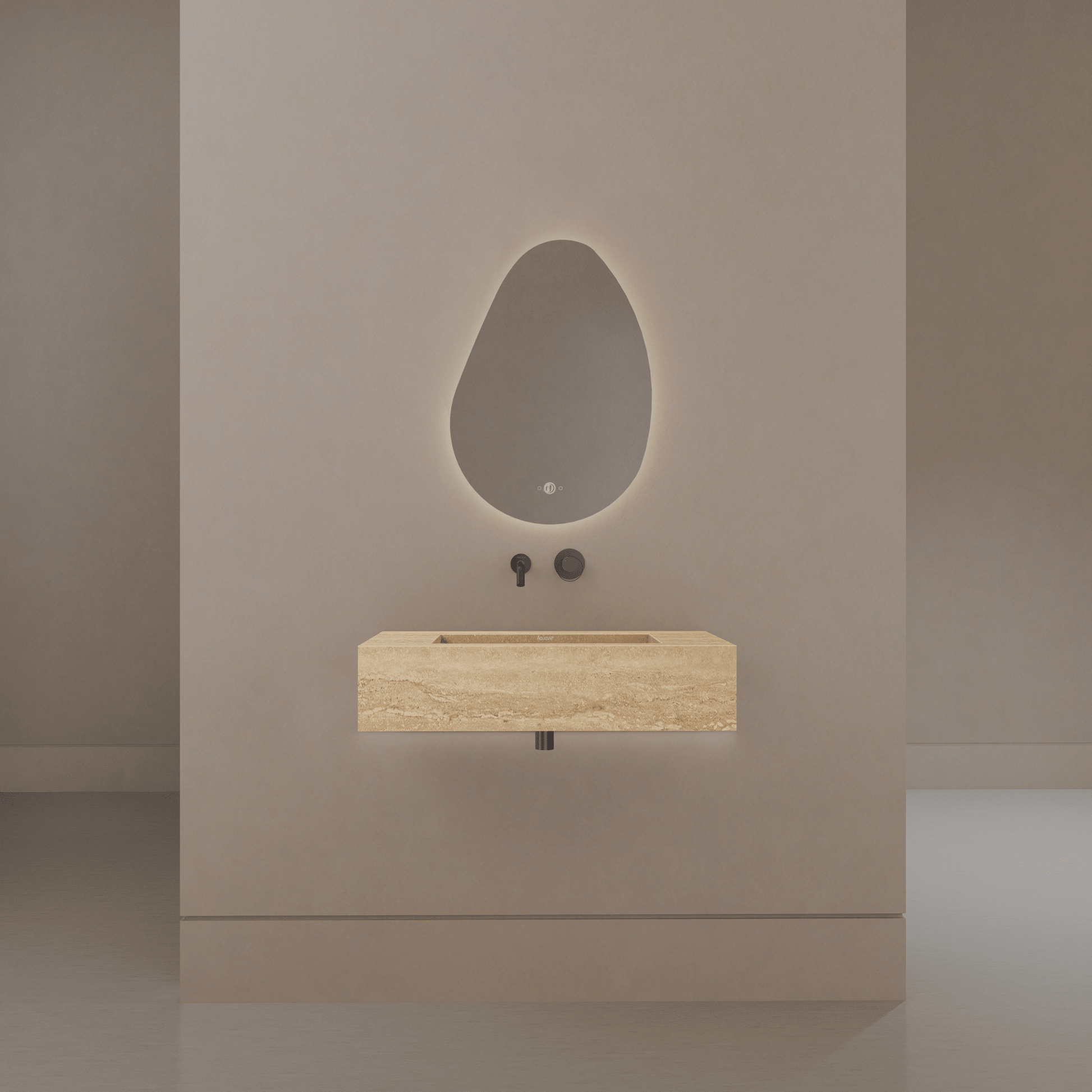 32" / 40" Monolithic Floating Vanity | Natural Travertine Sintered Stone Single Sink -Vanity32"
