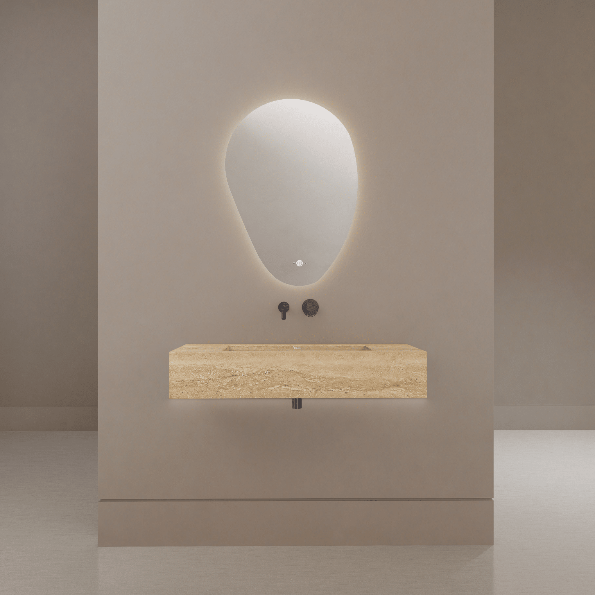 32" / 40" Monolithic Floating Vanity | Natural Travertine Sintered Stone Single Sink -Vanity40"
