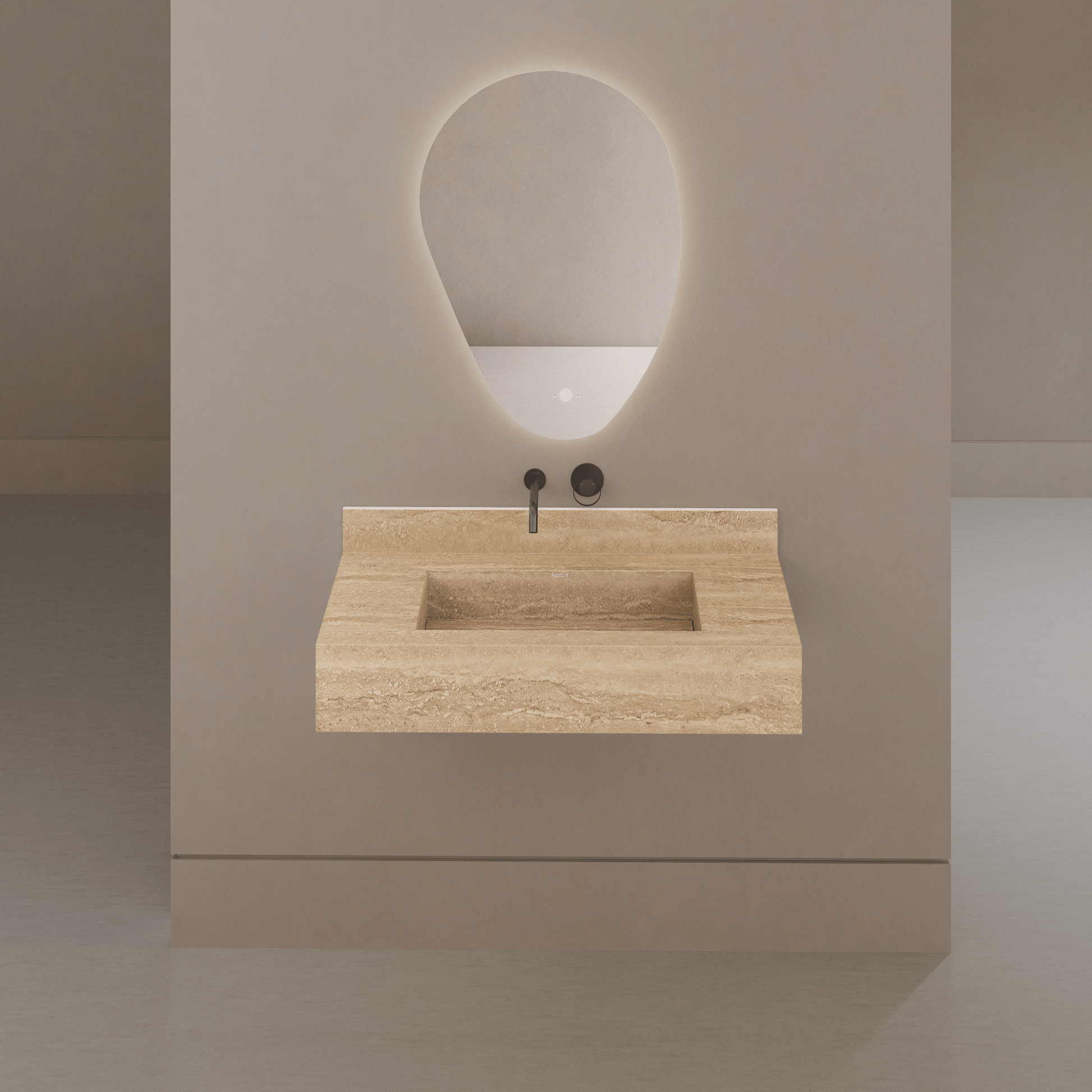 32" / 40" Monolithic Floating Vanity | Natural Travertine Sintered Stone Single Sink -Vanity40"
