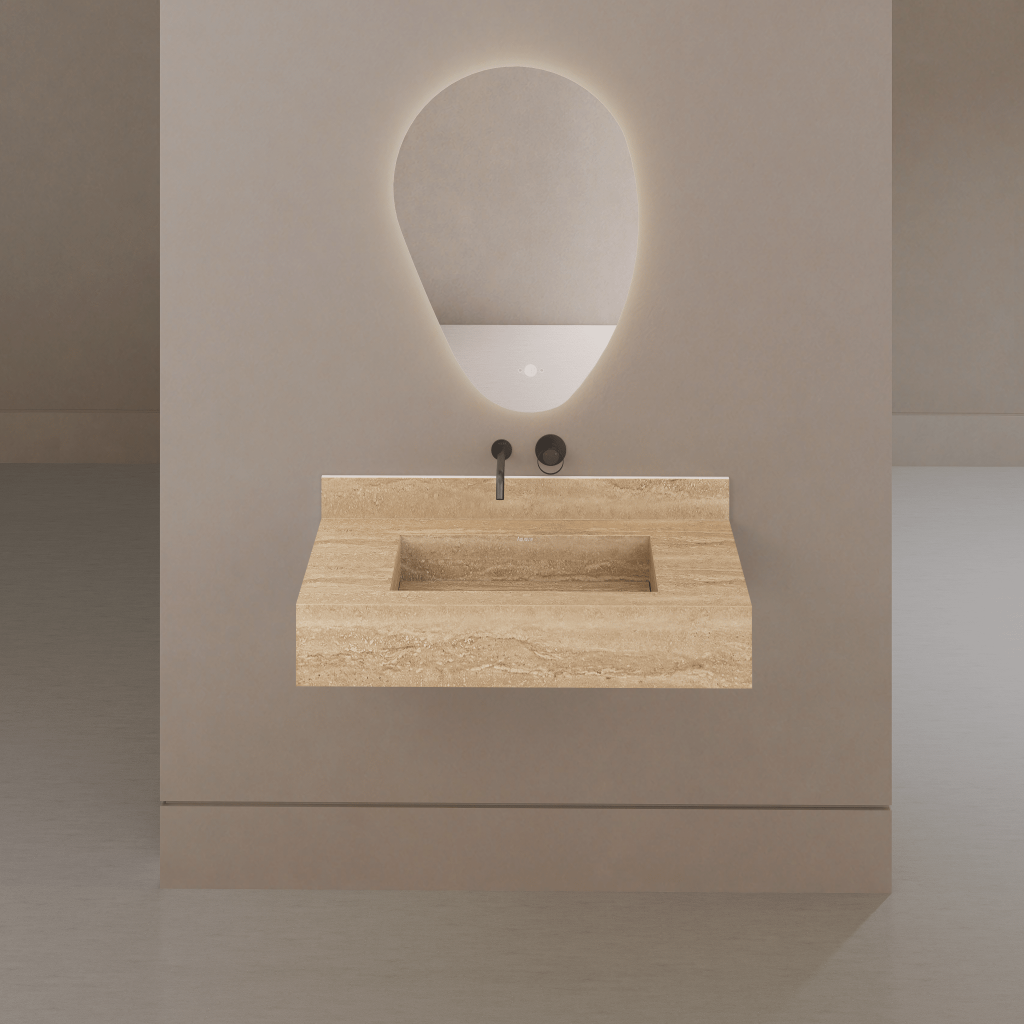 32" / 40" Monolithic Floating Vanity | Natural Travertine Sintered Stone Single Sink -Vanity40"