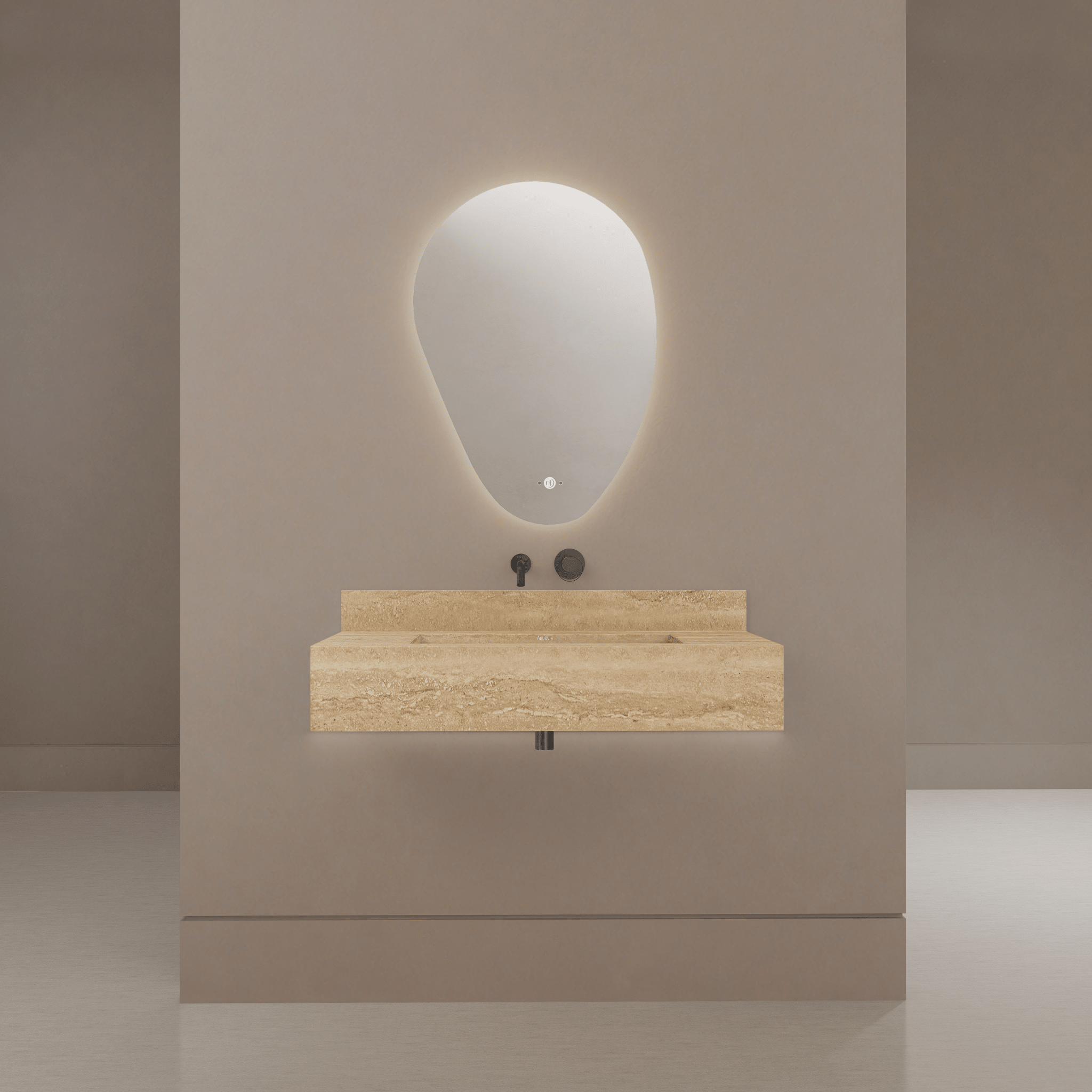 32" / 40" Monolithic Floating Vanity | Natural Travertine Sintered Stone Single Sink -Vanity40"