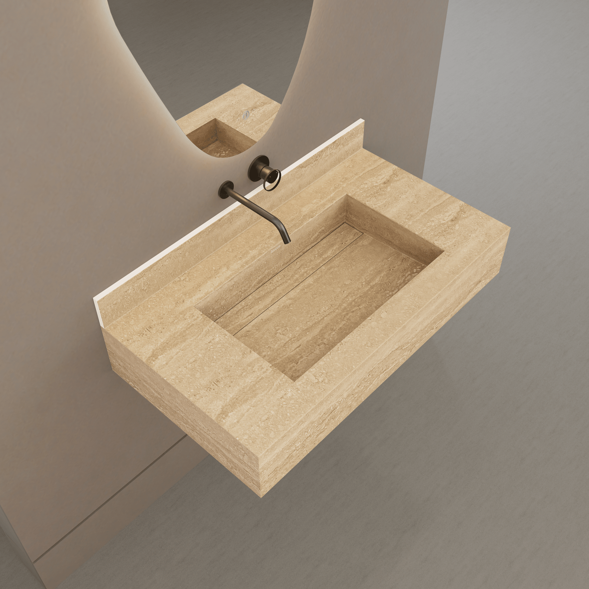 32" / 40" Monolithic Floating Vanity | Natural Travertine Sintered Stone Single Sink -Vanity40"