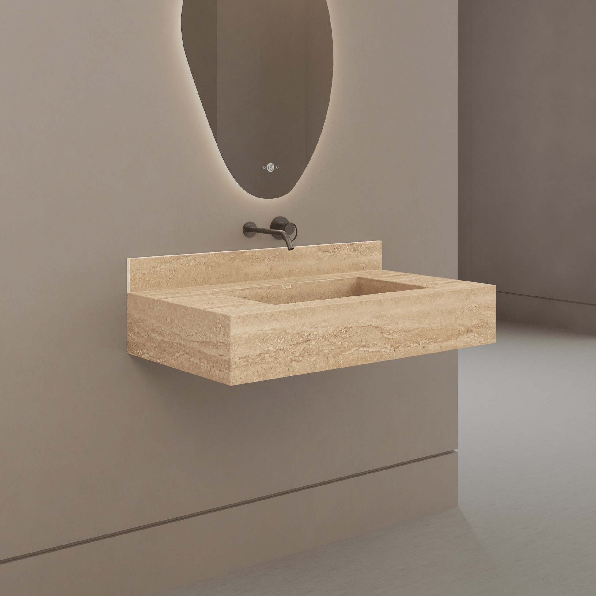 32" / 40" Monolithic Floating Vanity | Natural Travertine Sintered Stone Single Sink -Vanity40"