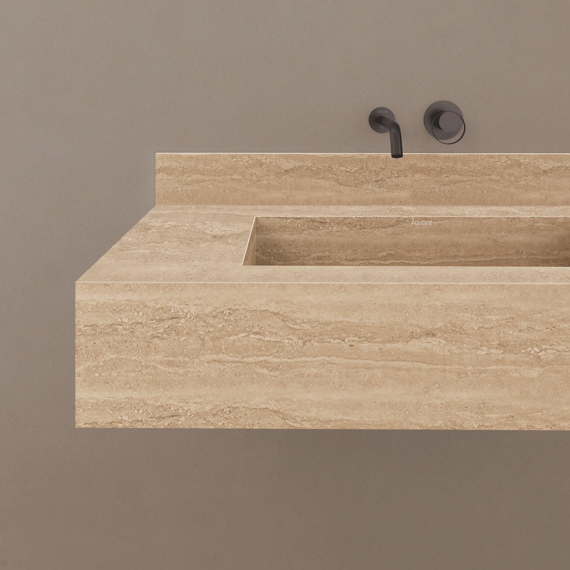32" / 40" Monolithic Floating Vanity | Natural Travertine Sintered Stone Single Sink -Vanity40"