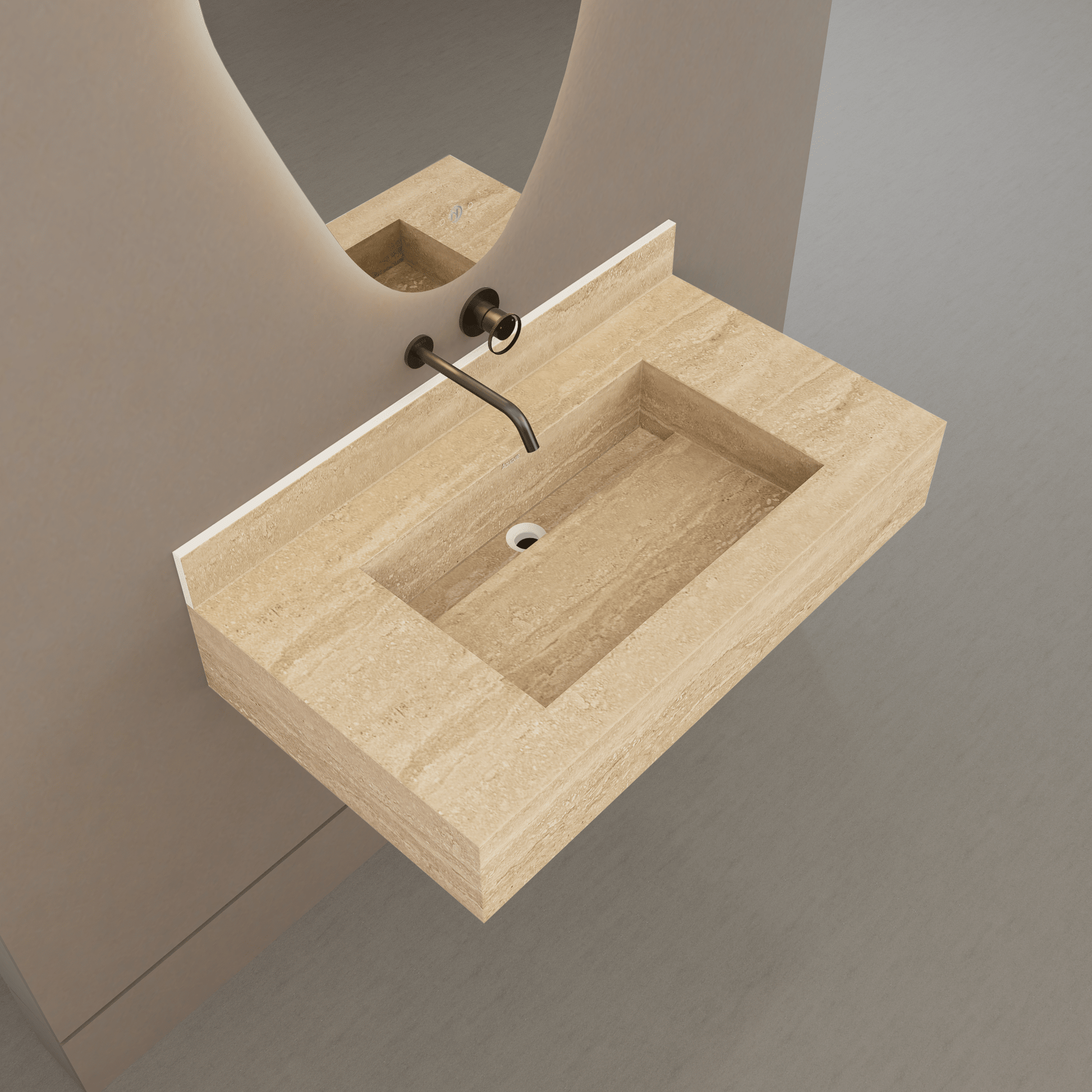 32" / 40" Monolithic Floating Vanity | Natural Travertine Sintered Stone Single Sink -Vanity40"