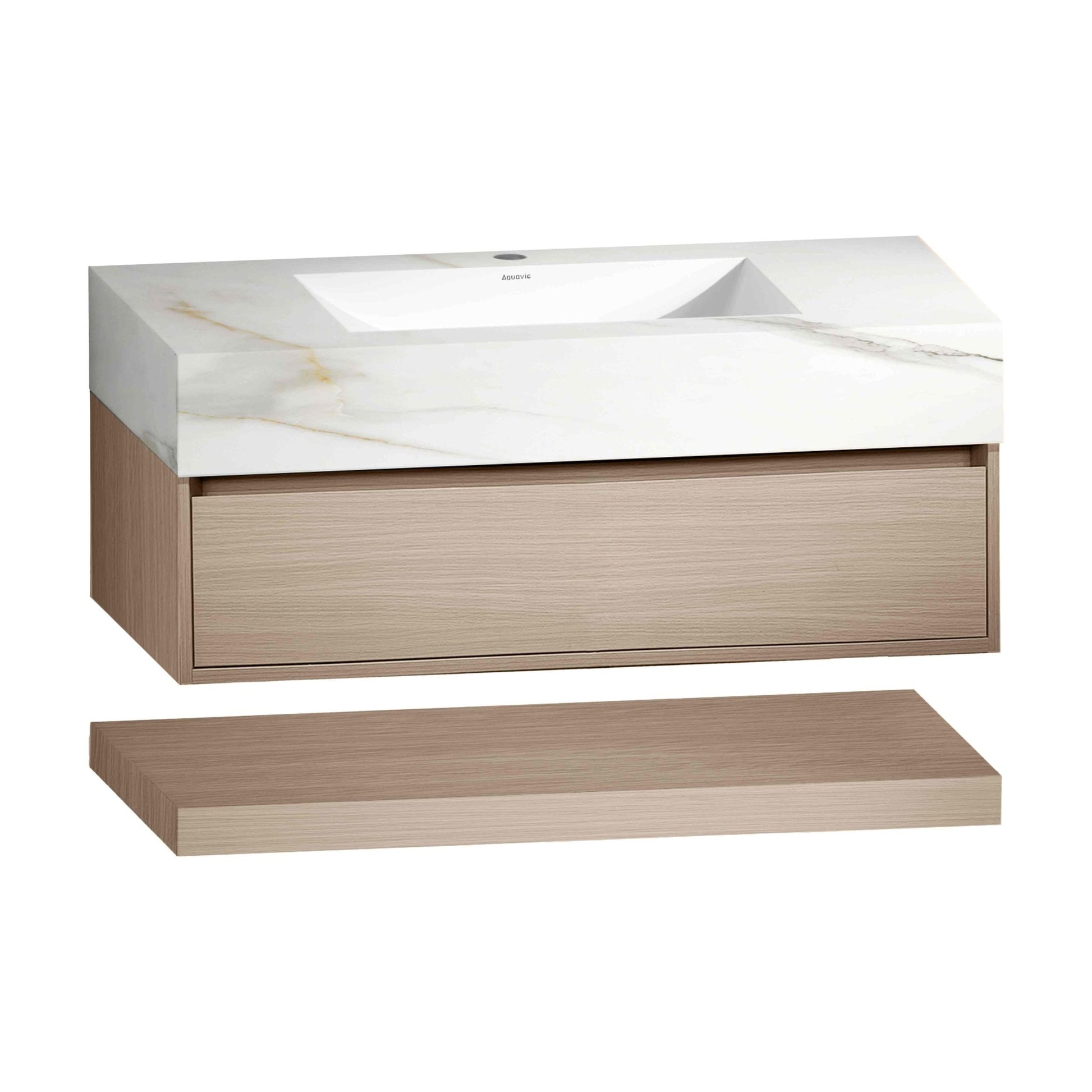 32" & 40" Sintered Stone Top with Hotel - Style Floating Bathroom Vanity A2.1 - VanityHHT NeoNova Decor