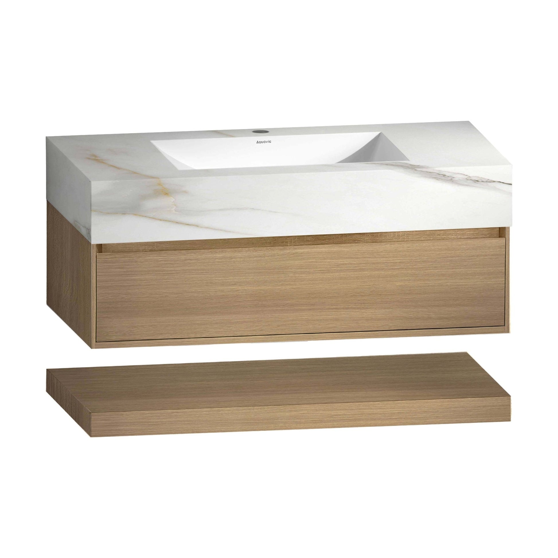 32" & 40" Sintered Stone Top with Hotel - Style Floating Bathroom Vanity A2.1 - VanityZMR NeoNova Decor